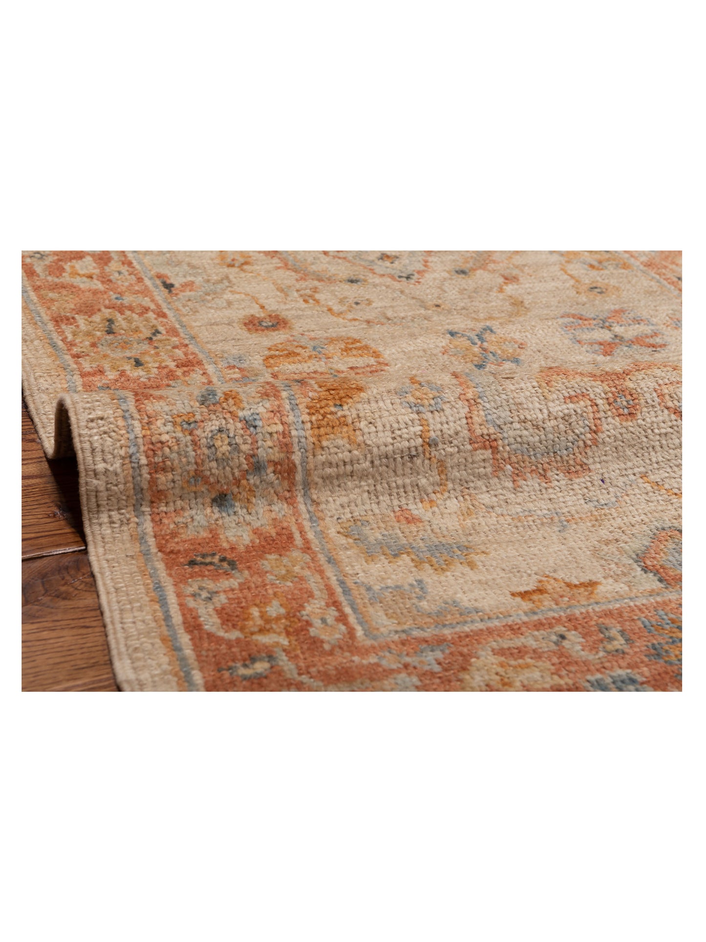 Angora Oushak 149598 Ivory Rust 2.6x15.4 Hand Knotted Rug