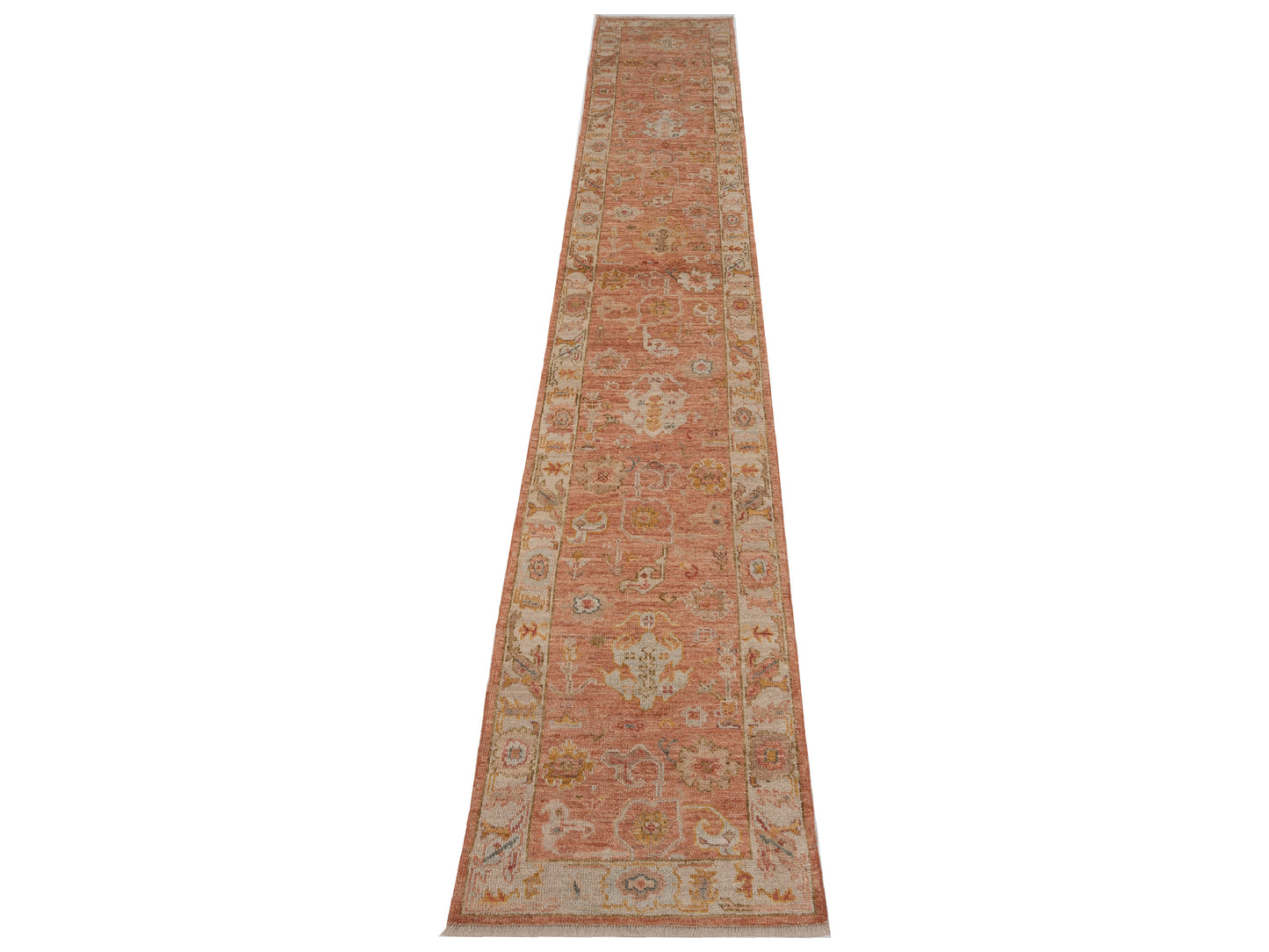 Angora Oushak 149604 Pink Ivory 2.7x15.2 Hand Knotted Rug