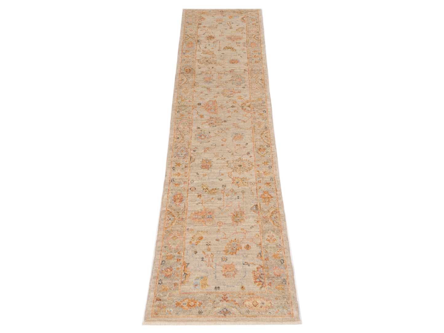 Angora Oushak 149617 Ivory Silver 2.7x12 Hand Knotted Rug