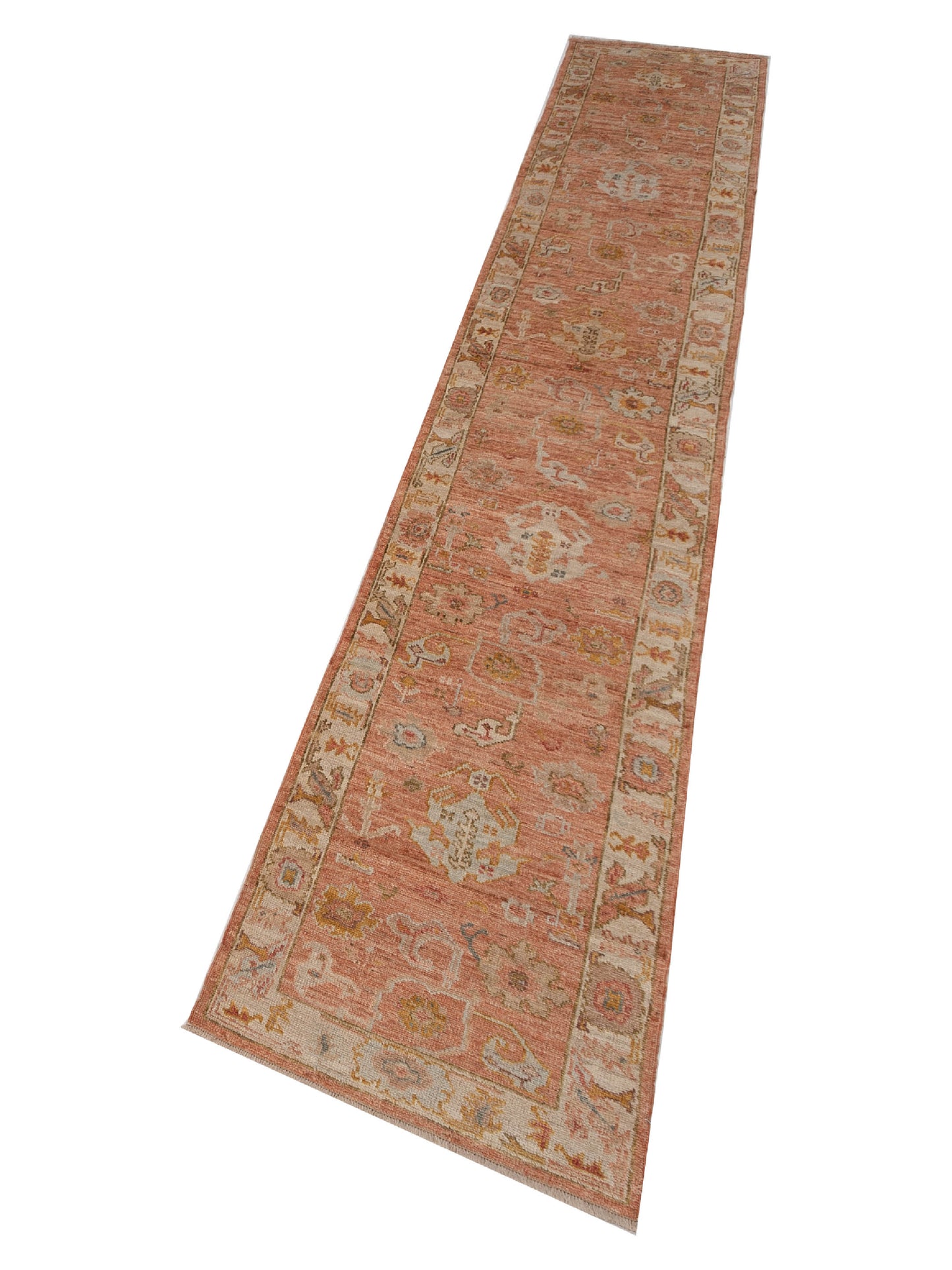 Angora Oushak 149629 Pink Ivory 2.7x15.1 Hand Knotted Rug