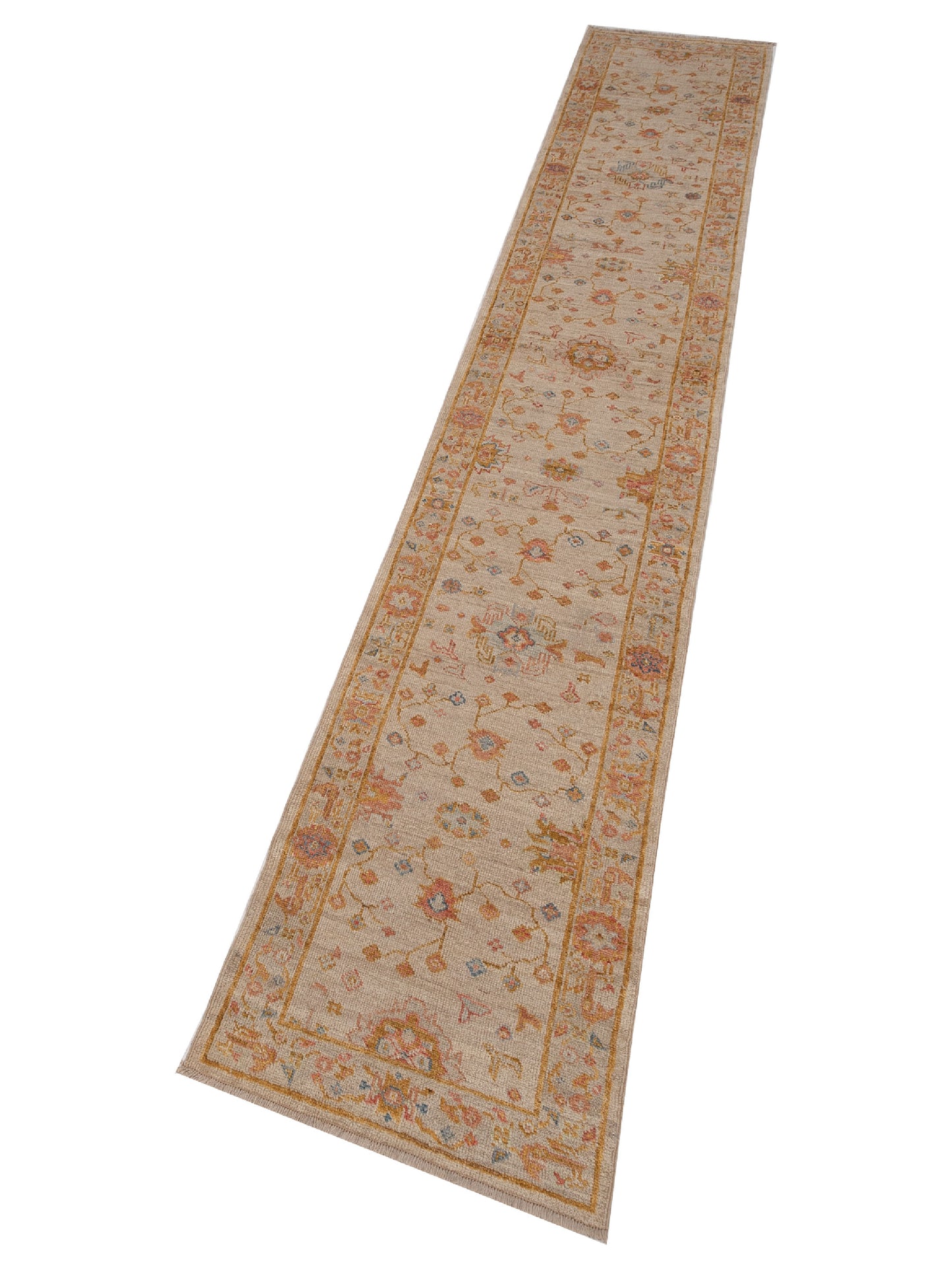 Angora Oushak 149636 Ivory Ivory 2.8x15.4 Hand Knotted Rug