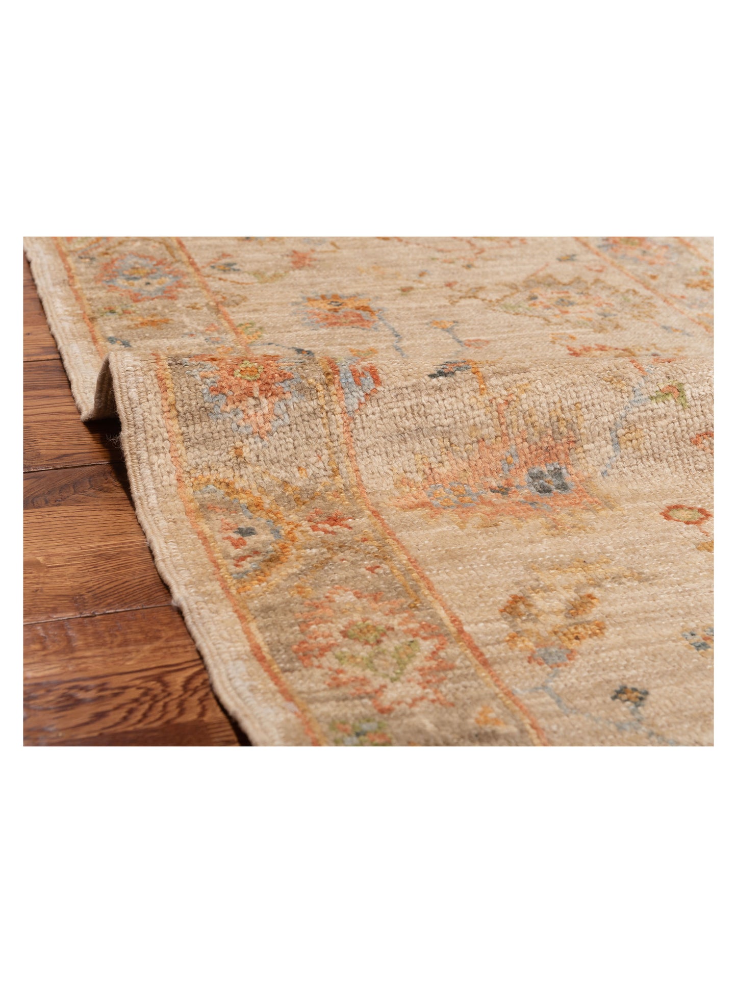 Angora Oushak 149639 Ivory Silver 2.6x11.3 Hand Knotted Rug