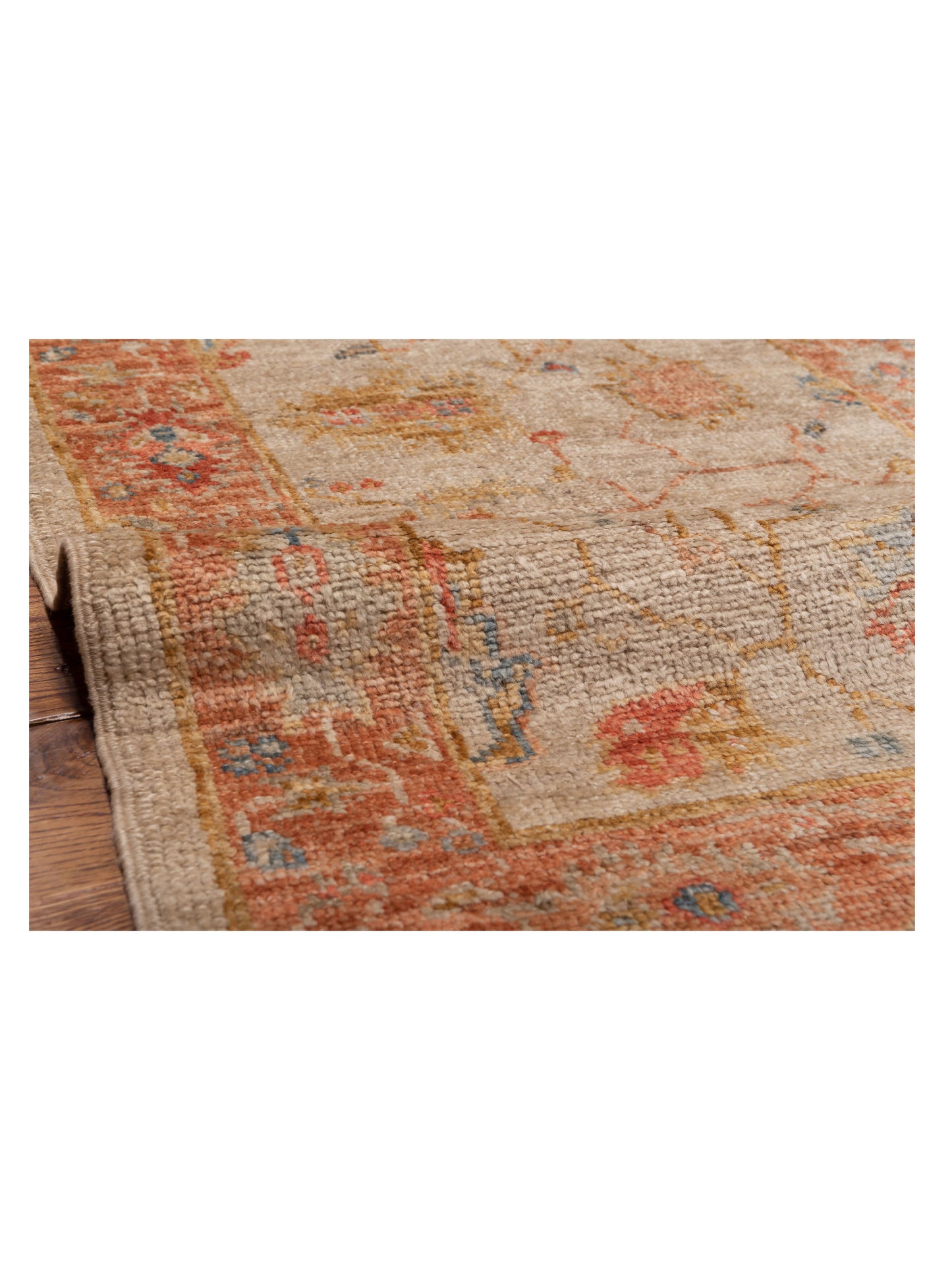 Angora Oushak 149645 Ivory Red 2.7x15.1 Hand Knotted Rug