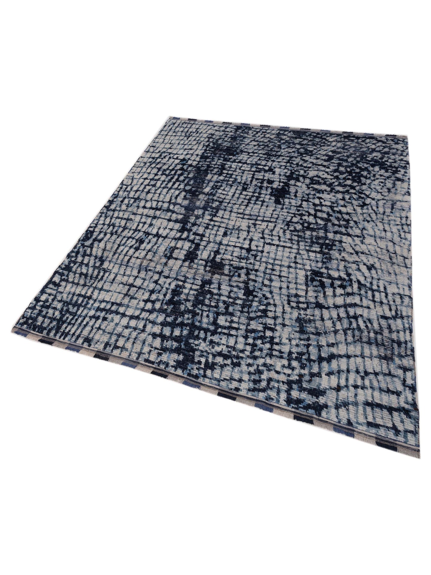 Atlas 149649 Ivory Indigo 8.1x9.10 Hand Knotted Rug