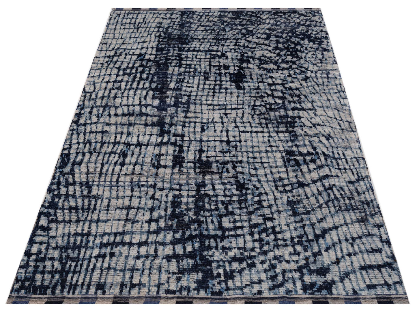 Atlas 149649 Ivory Indigo 8.1x9.10 Hand Knotted Rug