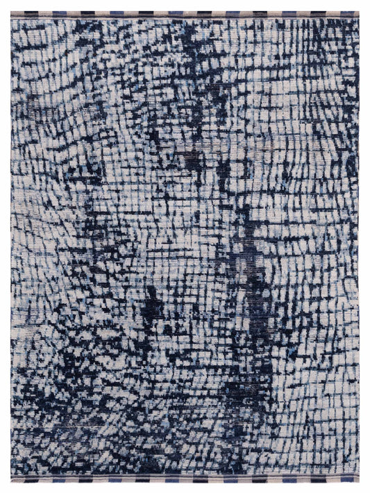 Atlas 149649 Ivory Indigo 8.1x9.10 Hand Knotted Rug