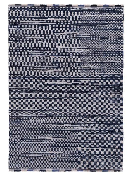 Atlas 149665 Ivory Black 6.1x8.8 Hand Knotted Rug