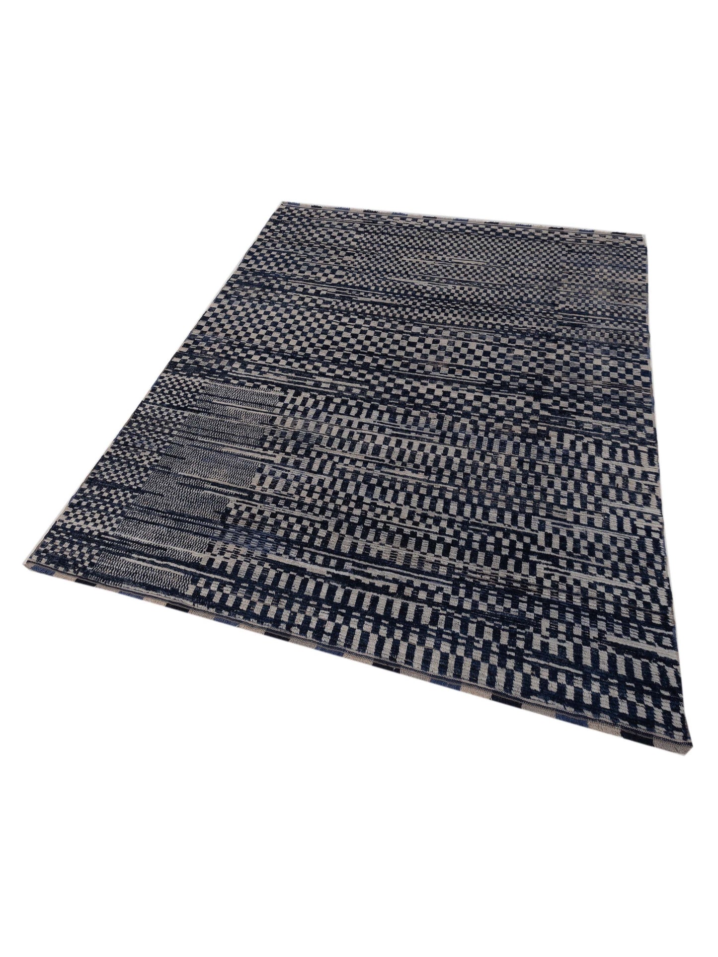 Atlas Celil Indigo Ivory 8x9.11 Hand Knotted Rug