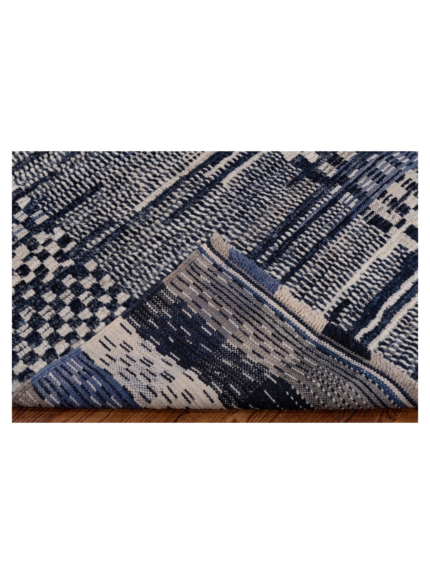 Atlas Celil Indigo Ivory 8x9.11 Hand Knotted Rug