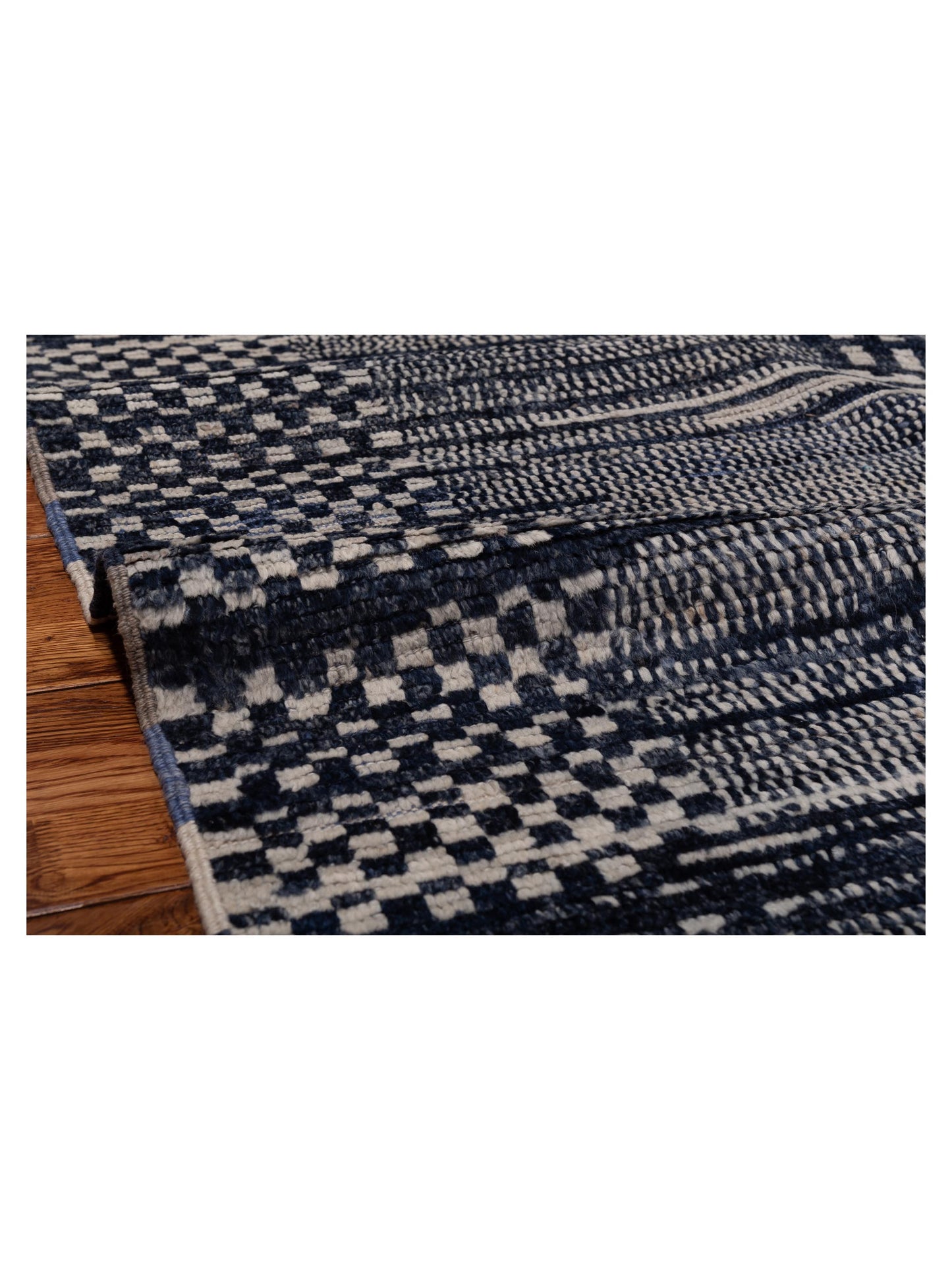 Atlas Celil Indigo Ivory 8x9.11 Hand Knotted Rug