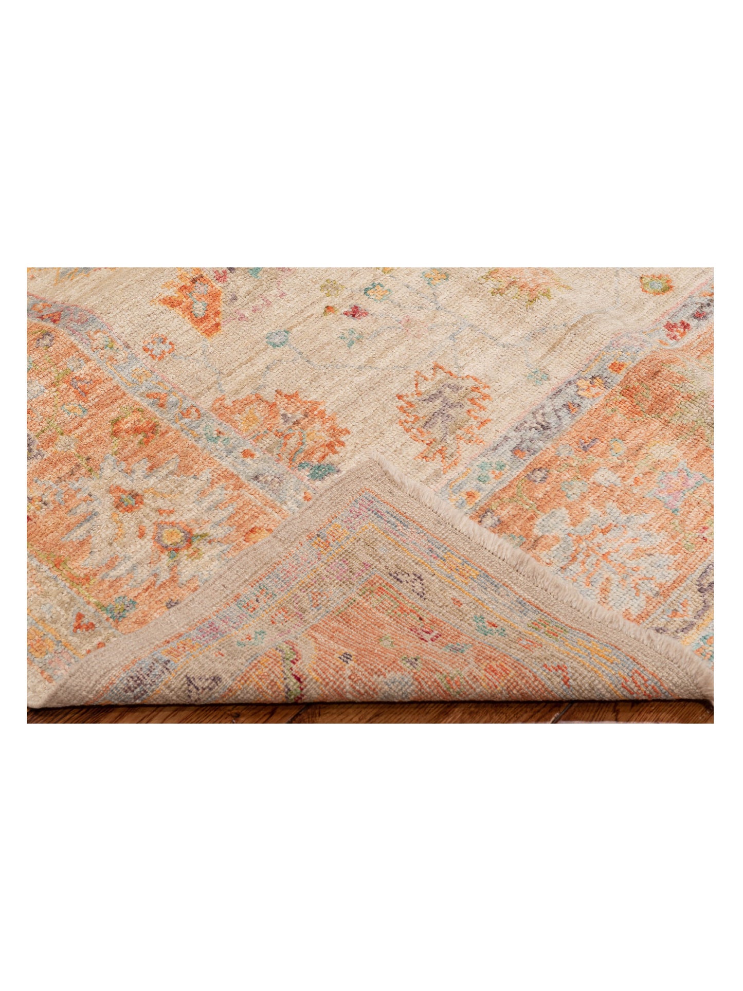 Angora Oushak 149718 Ivory Pink 8x13.3 Hand Knotted Rug