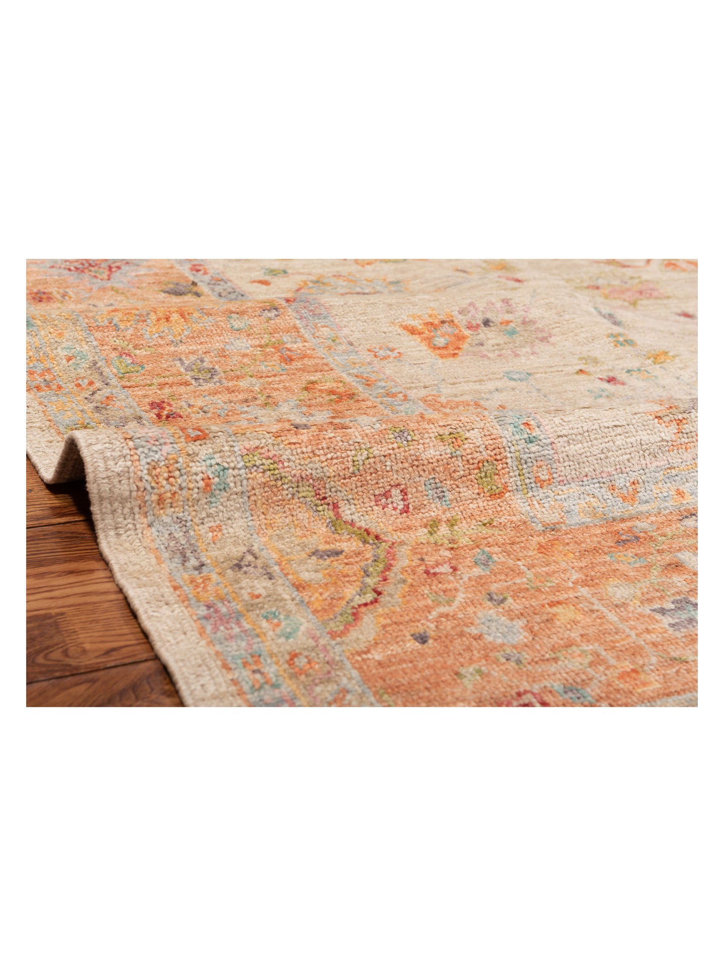 Angora Oushak 149718 Ivory Pink 8x13.3 Hand Knotted Rug