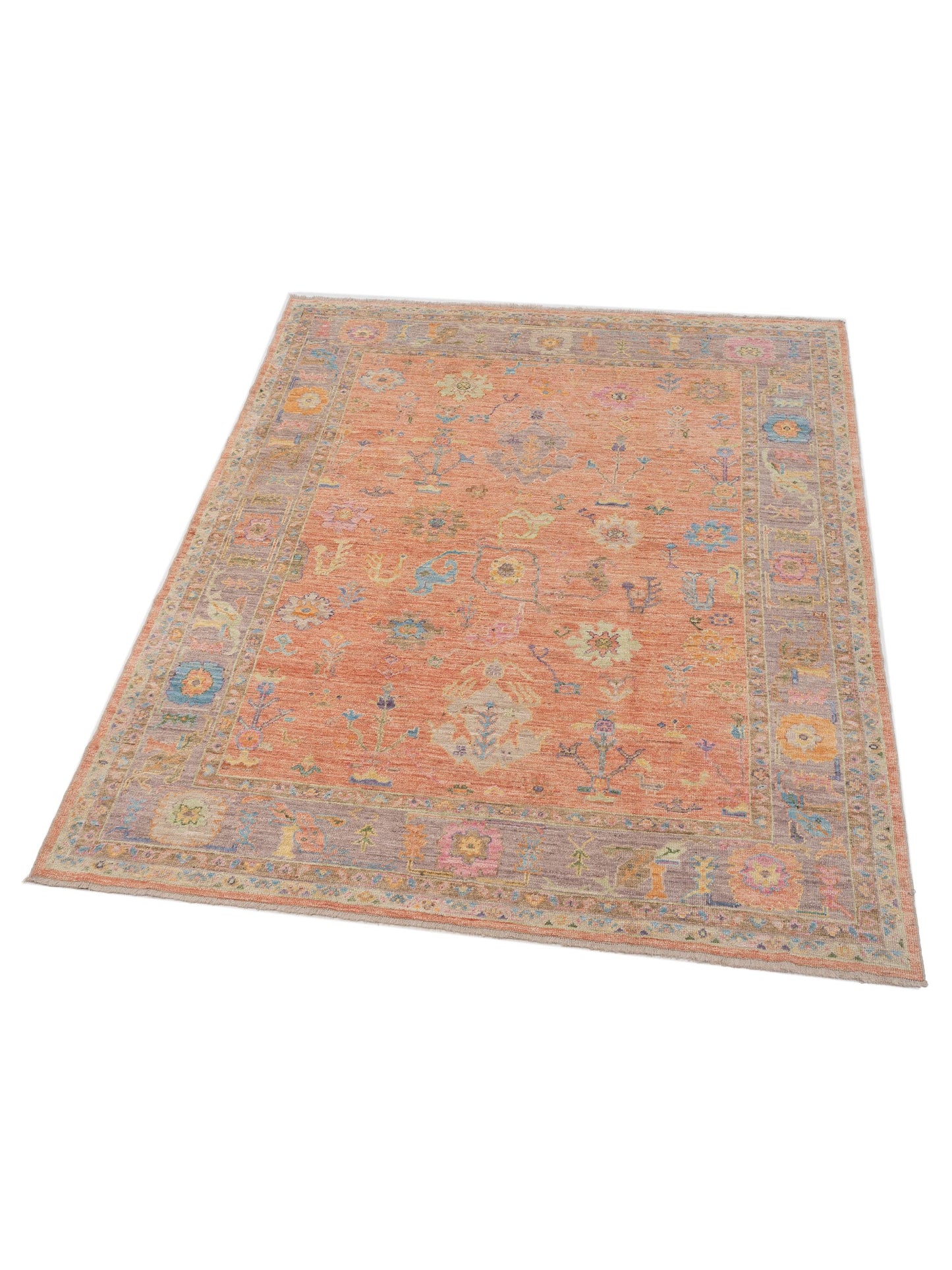 Angora Oushak 149724 Pink Purple 8.4x10.1 Hand Knotted Rug