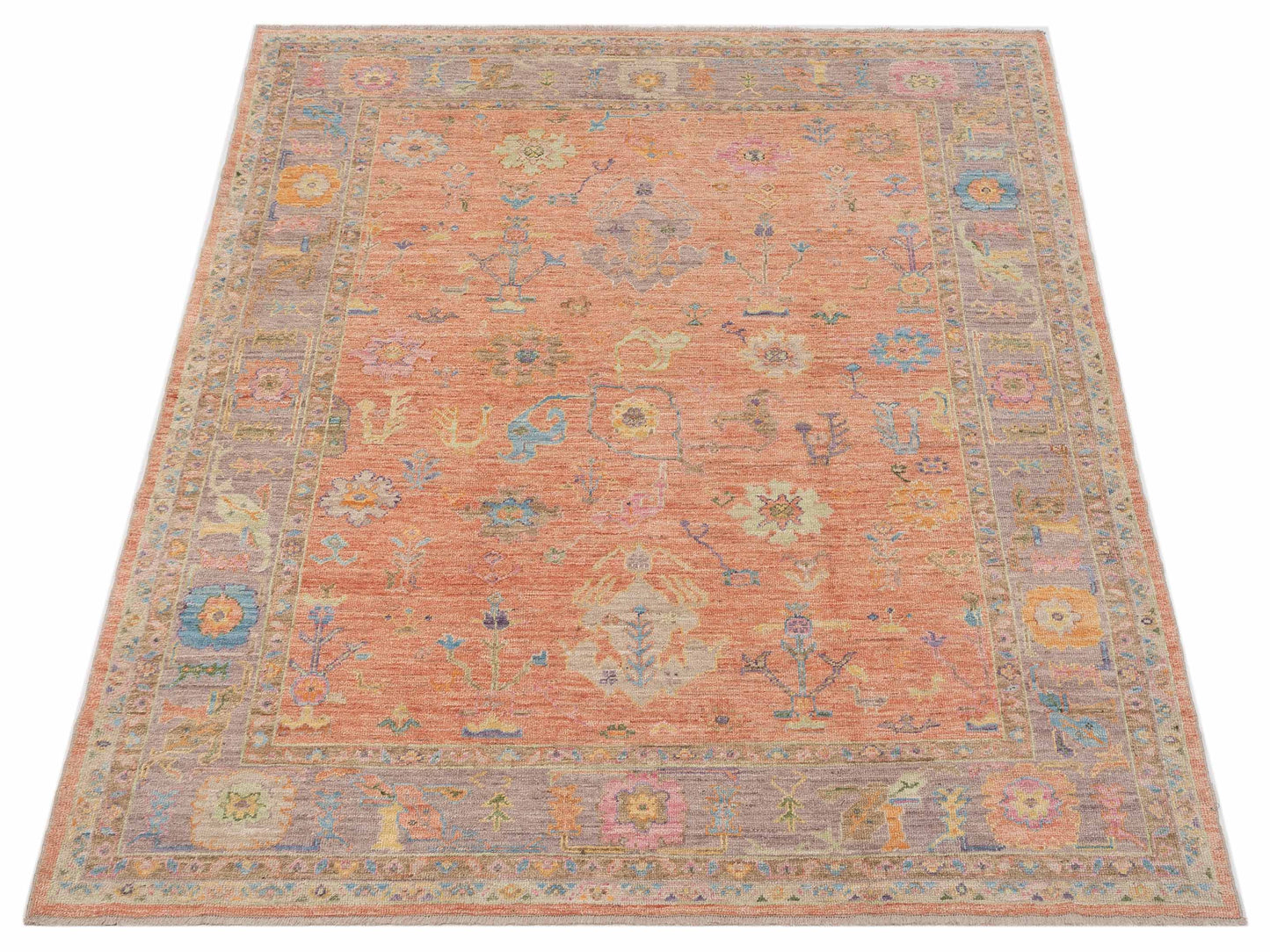 Angora Oushak 149724 Pink Purple 8.4x10.1 Hand Knotted Rug