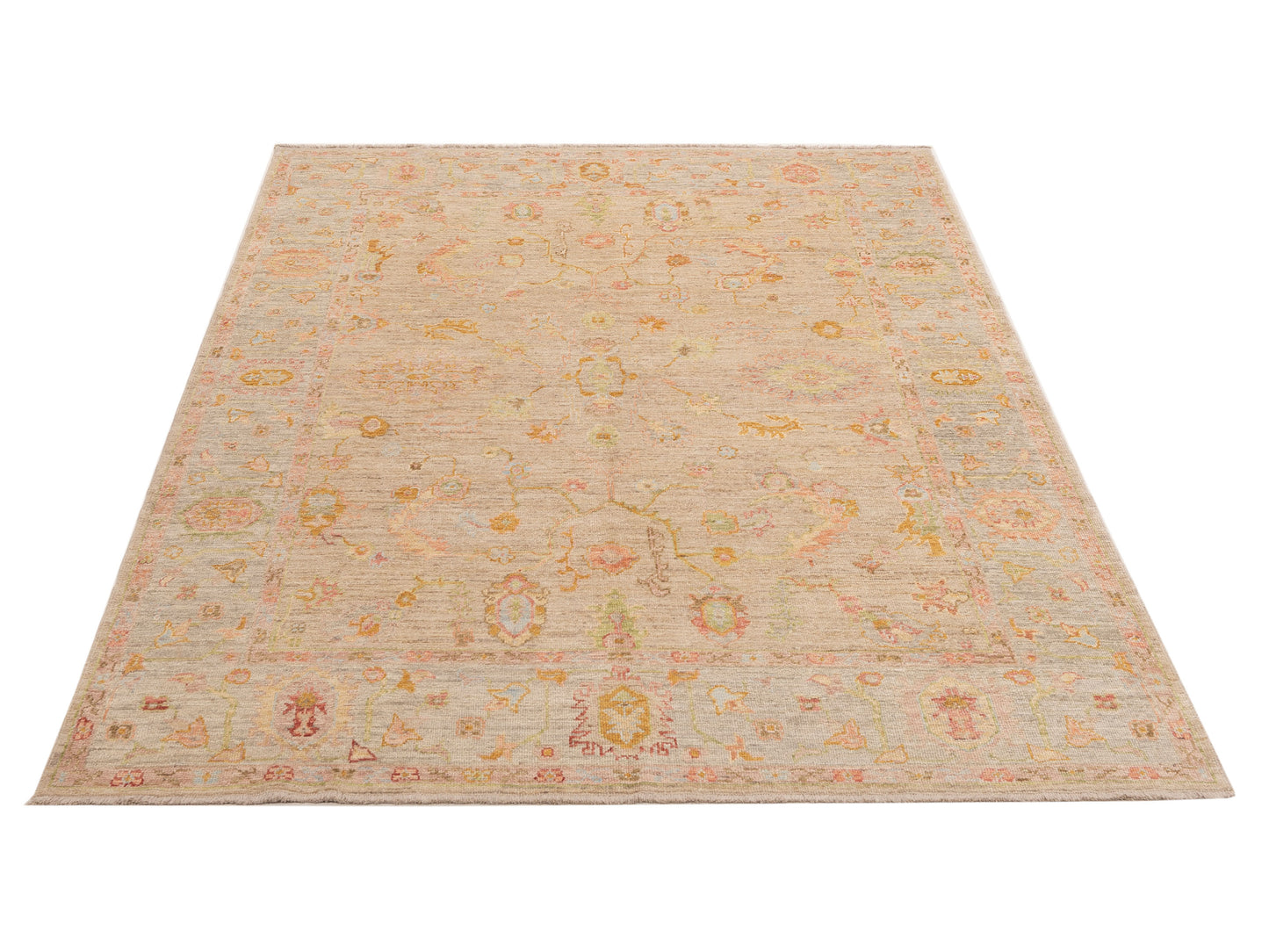 Angora Oushak 149758 Beige Silver 8x10.5 Hand Knotted Rug