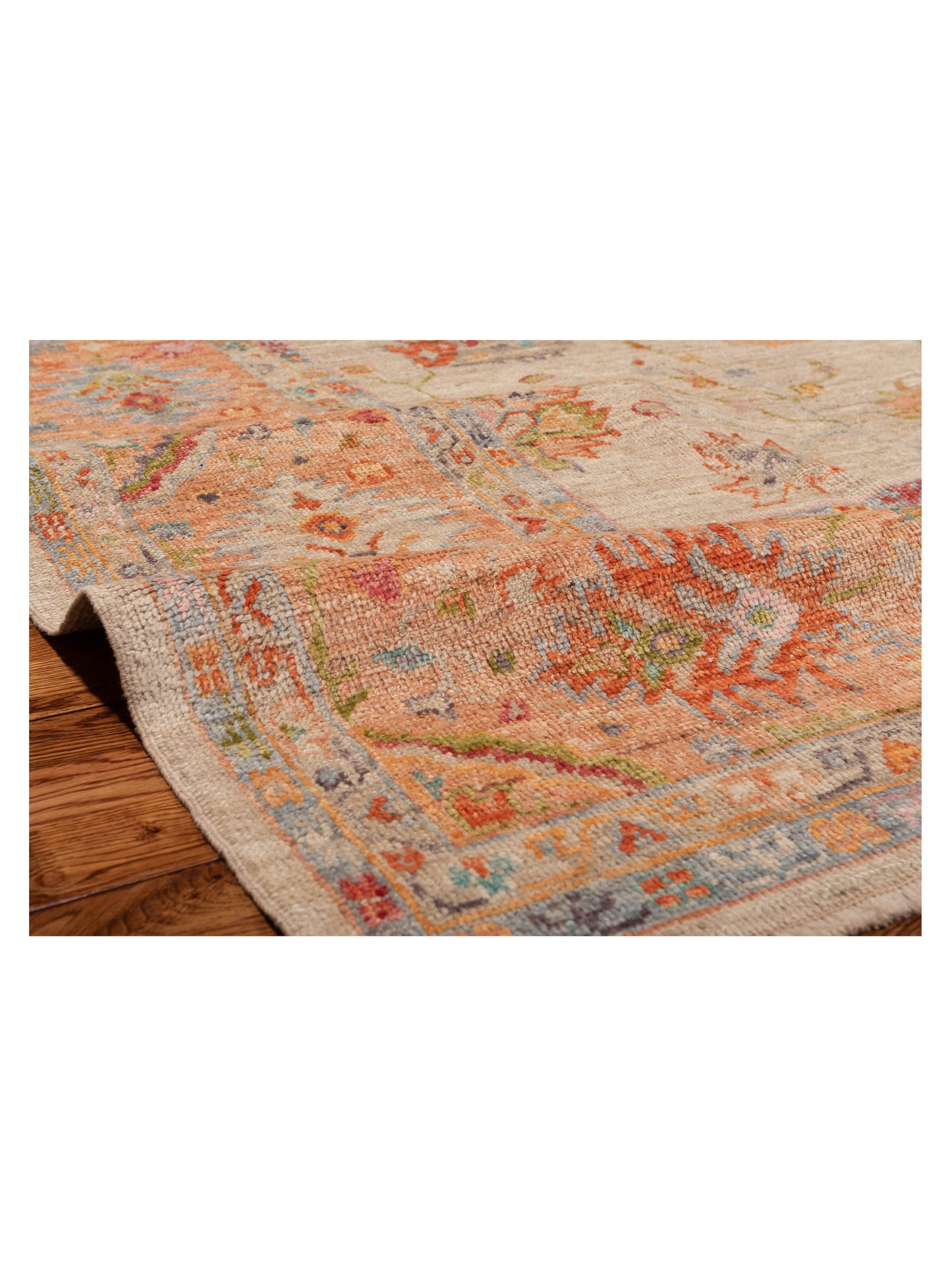 Angora Oushak 149761 Ivory Coral 9.11x13.6 Hand Knotted Rug