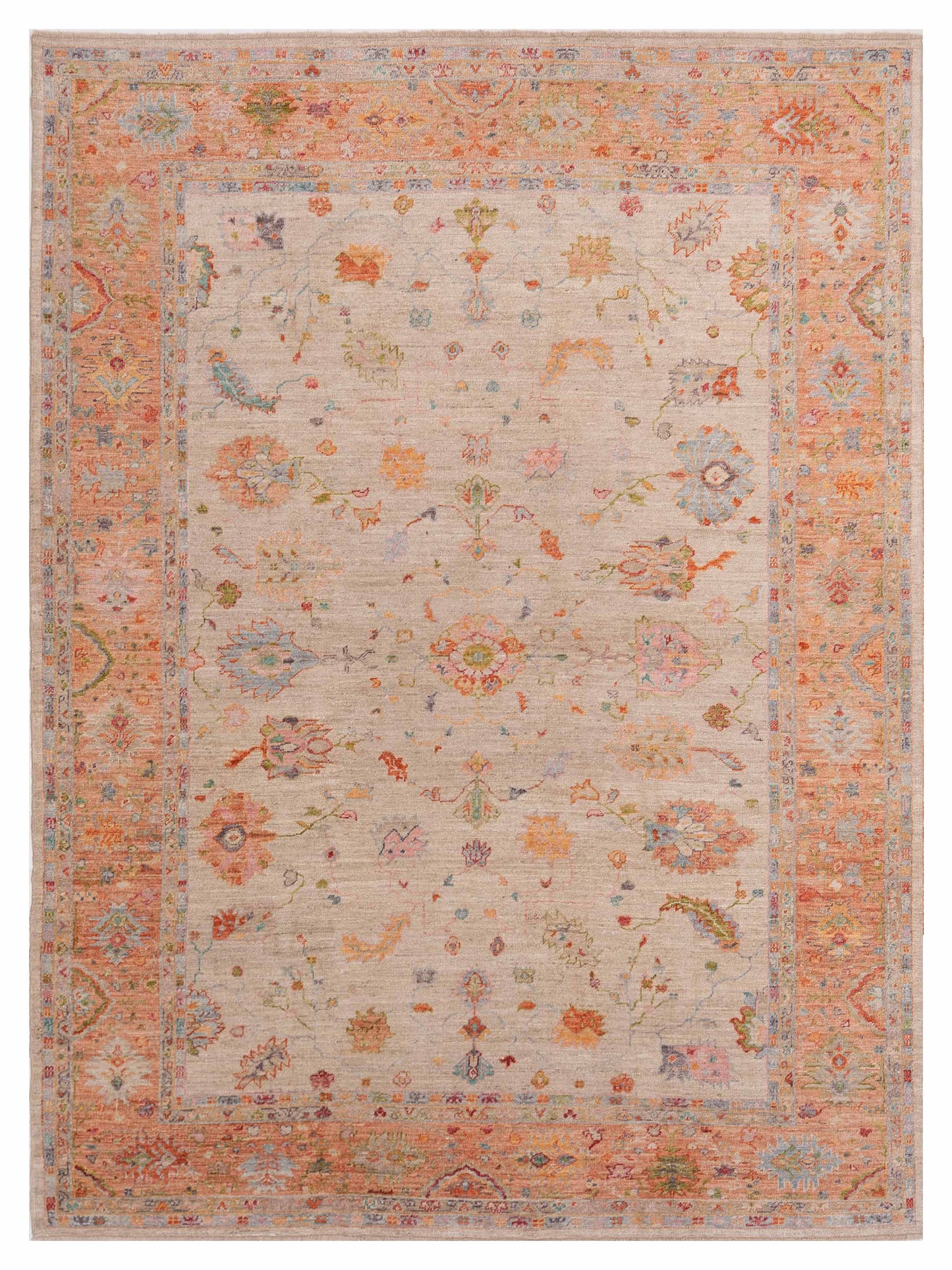 Anadol Angora Oushak Ivory Coral Traditional