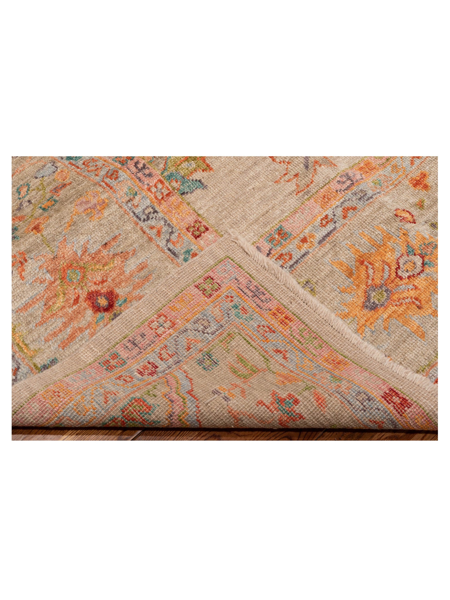 Angora Oushak 149784 Ivory Light Green 11.4x14.5 Hand Knotted Rug