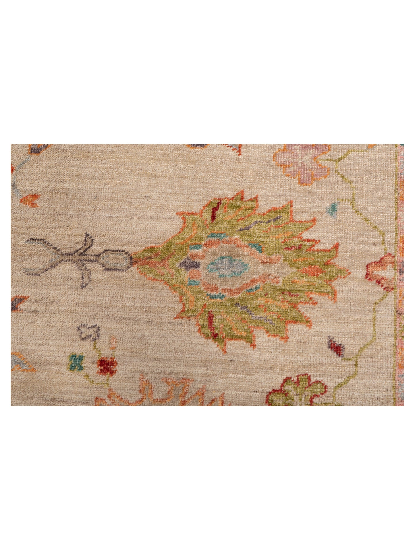 Angora Oushak 149784 Ivory Light Green 11.4x14.5 Hand Knotted Rug