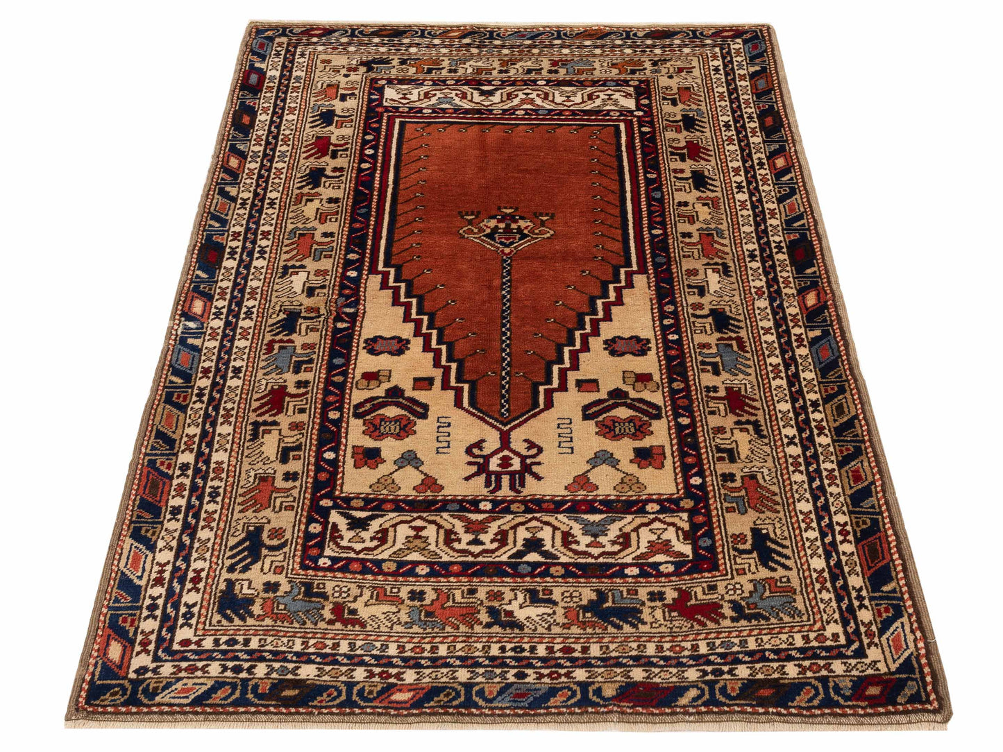 Old Anatolian 149833 Red Ivory 4x6.4 Hand Knotted Rug