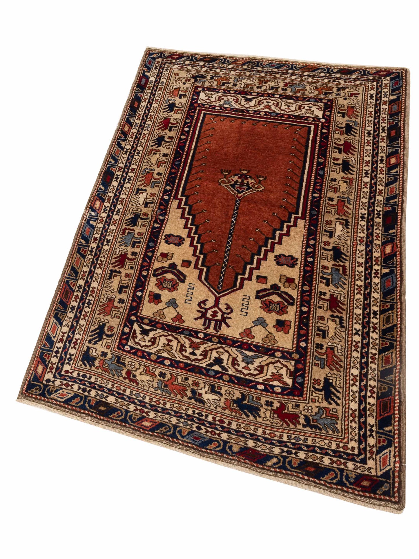 Old Anatolian 149833 Red Ivory 4x6.4 Hand Knotted Rug