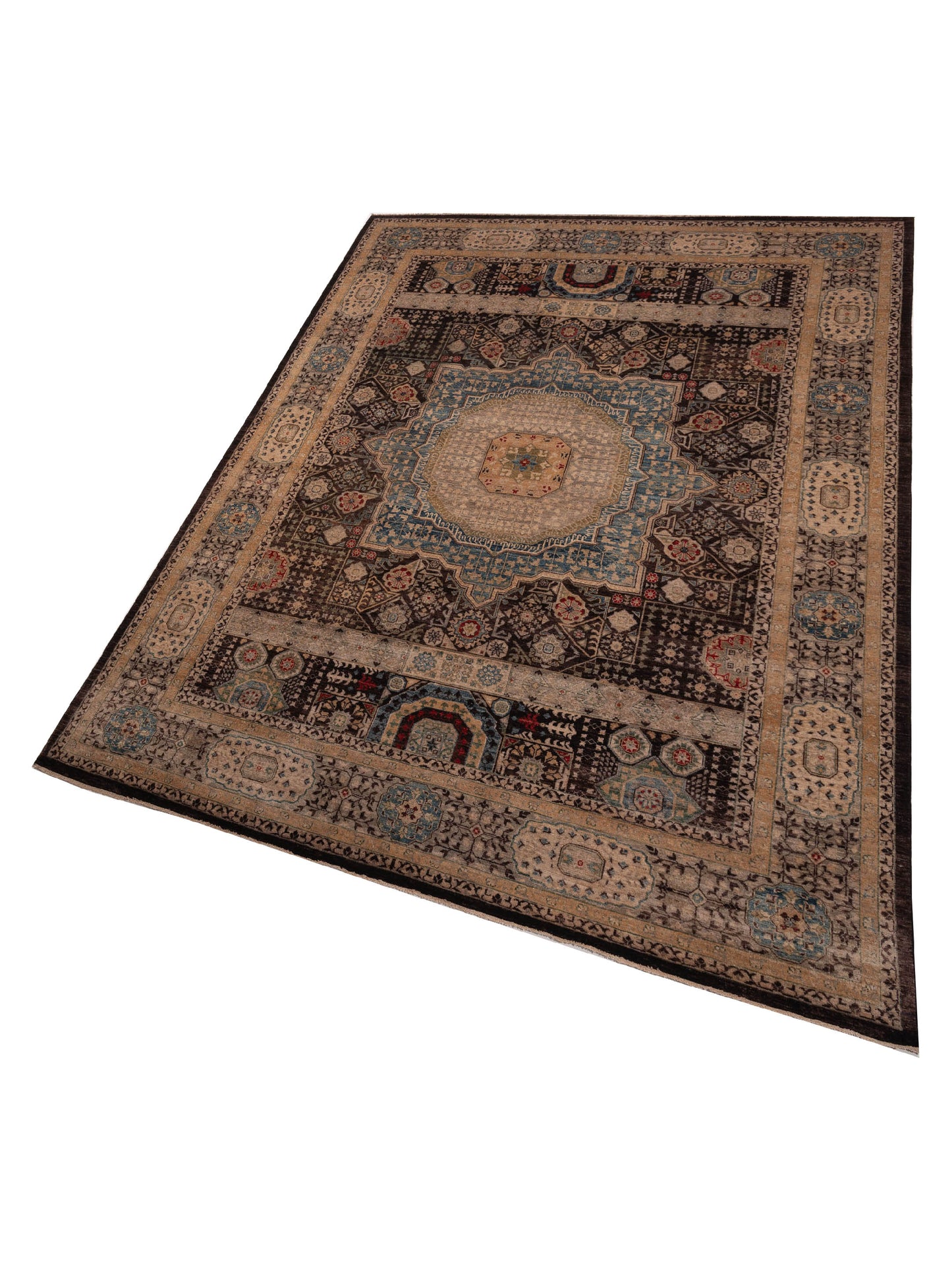 Mamluk 149936 Dark Brown Ivory 10x13.9 Hand Knotted Rug