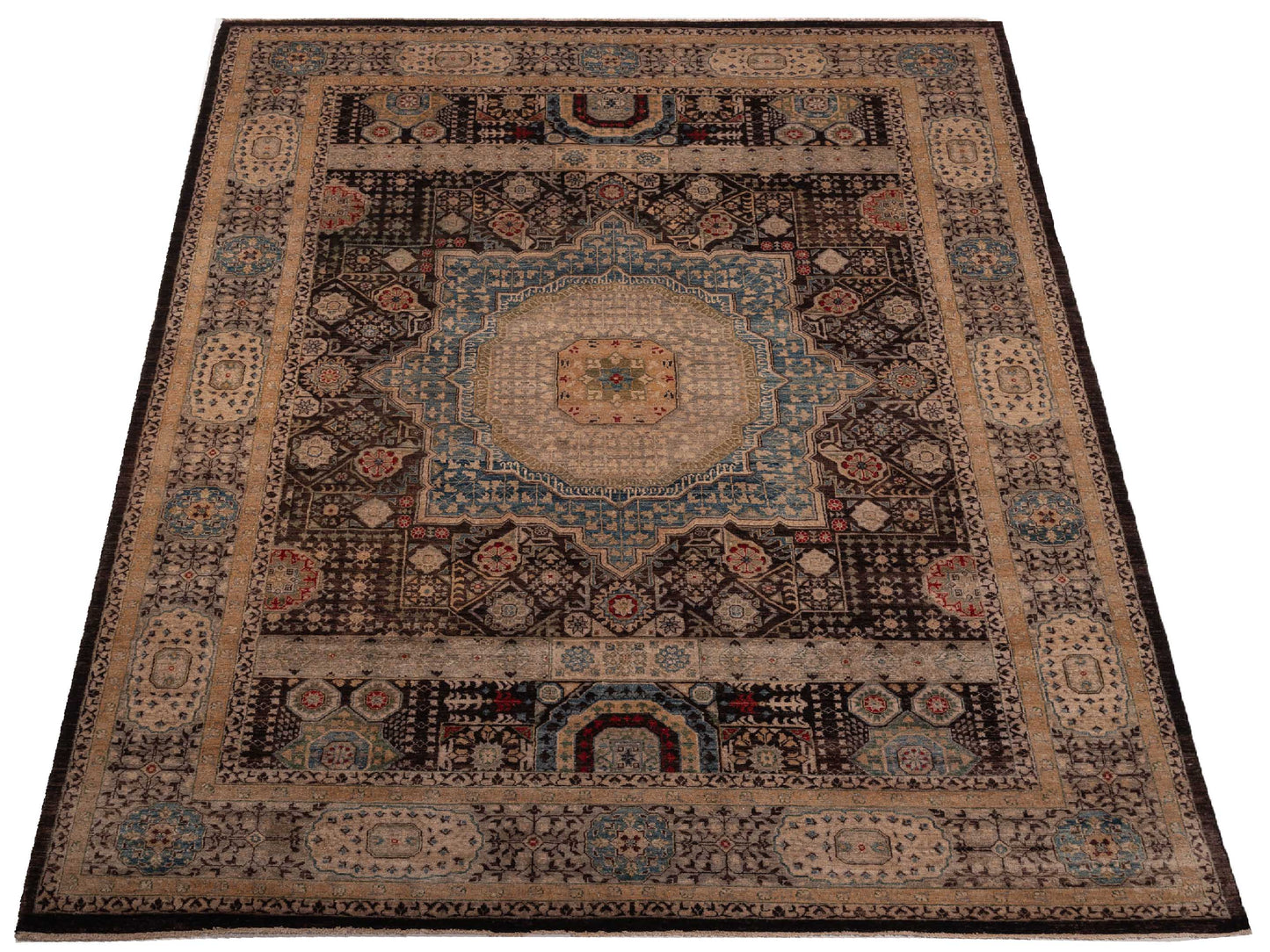 Mamluk 149936 Dark Brown Ivory 10x13.9 Hand Knotted Rug