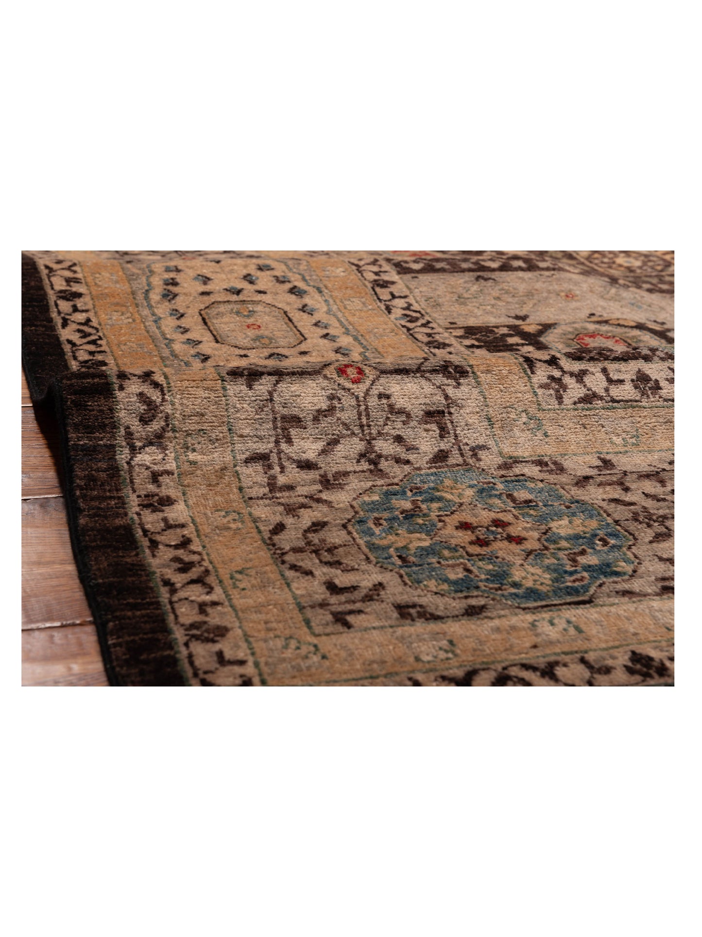 Mamluk 149936 Dark Brown Ivory 10x13.9 Hand Knotted Rug