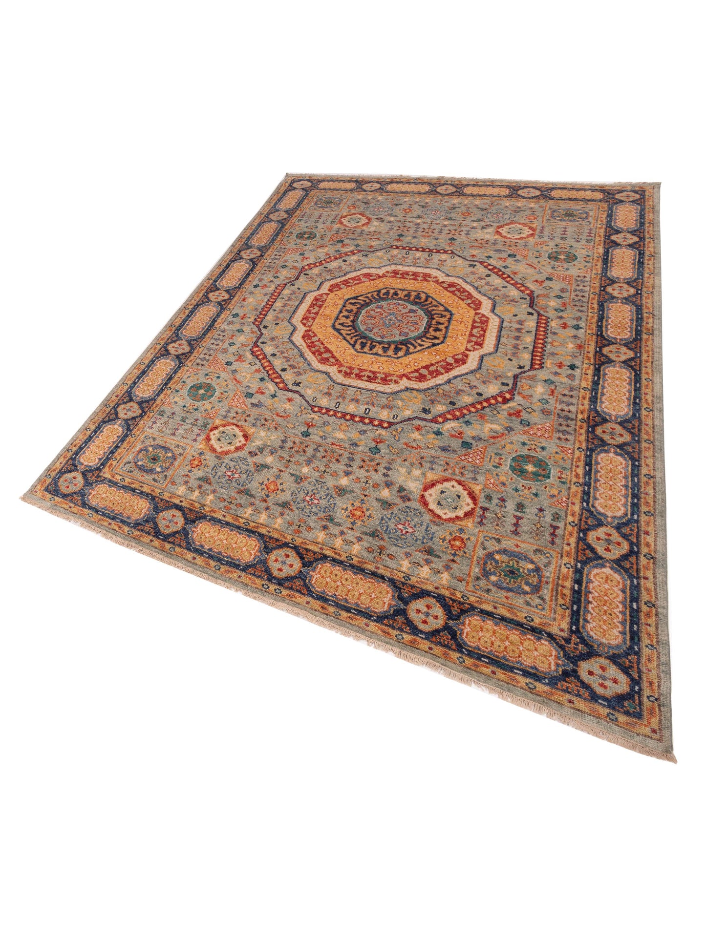 Oushak Shah 150059 Light Gray Navy 9x12.2 Hand Knotted Rug