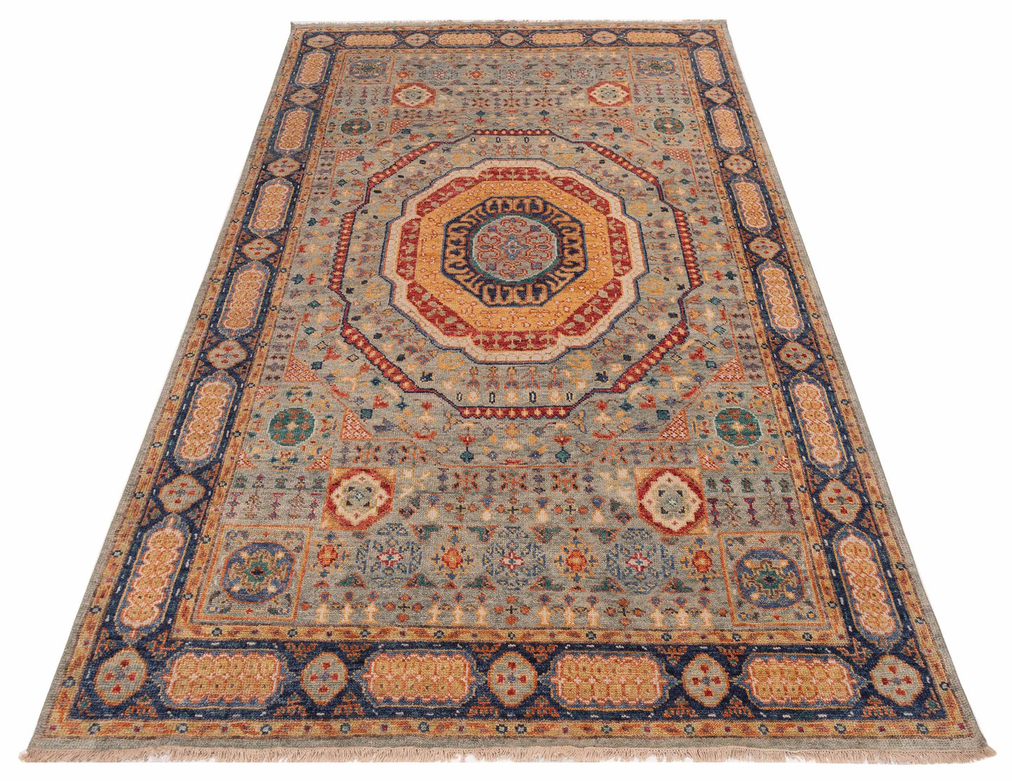 Oushak Shah 150059 Light Gray Navy 9x12.2 Hand Knotted Rug