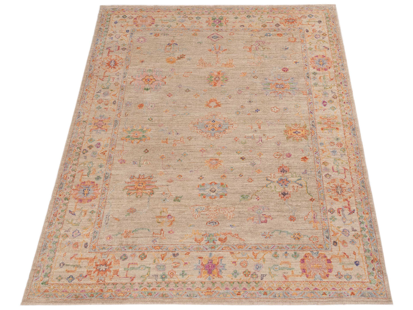 Angora Oushak 150067 Silver Ivory 7.10x9.7 Hand Knotted Rug