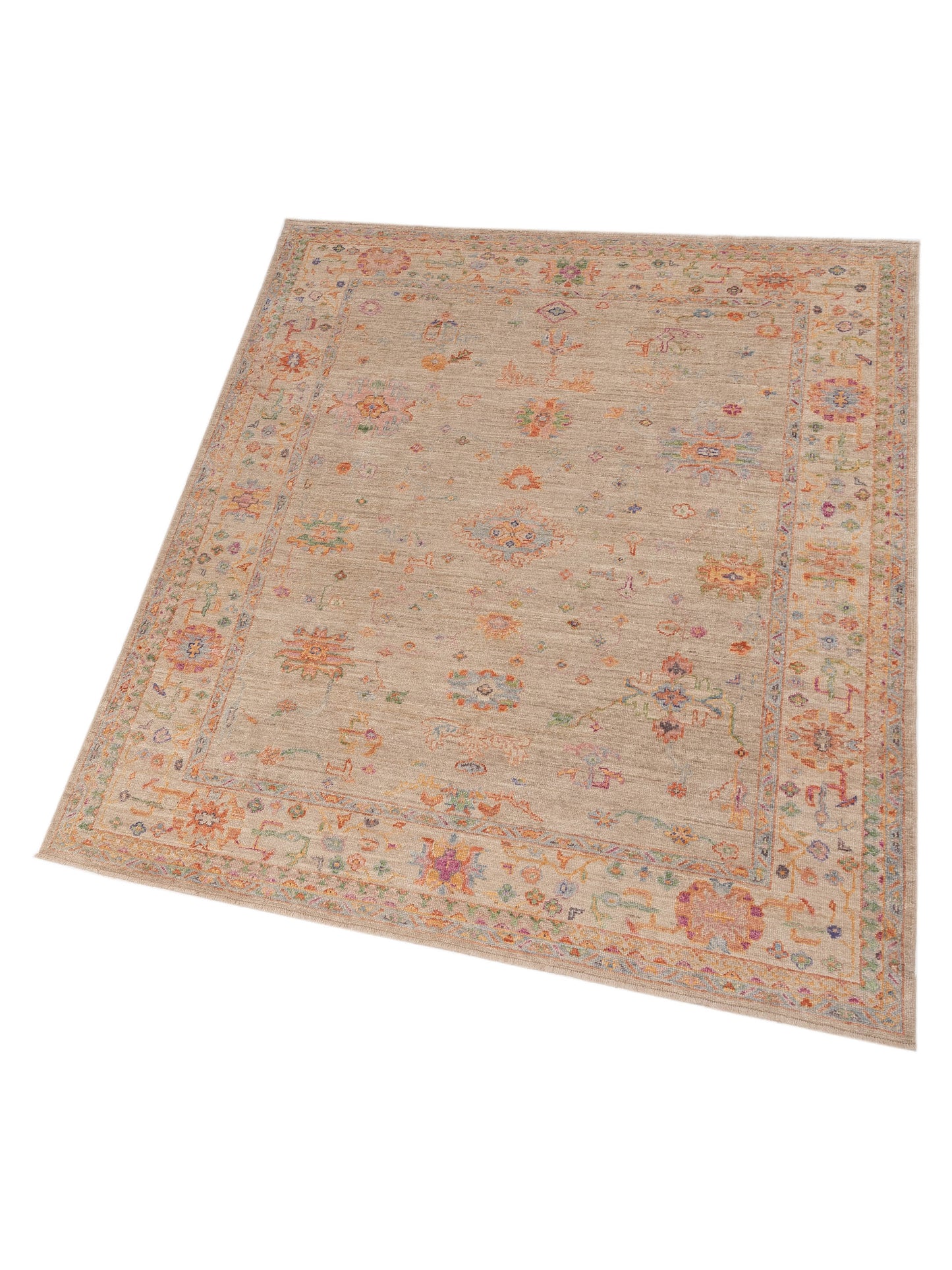 Angora Oushak 150067 Silver Ivory 7.10x9.7 Hand Knotted Rug