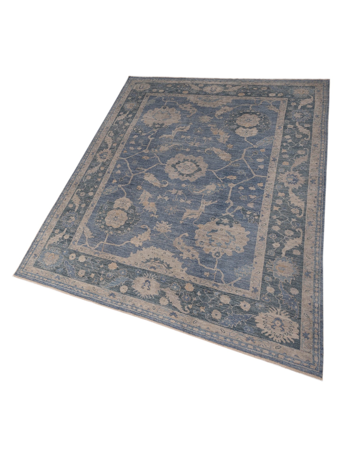 Angora Oushak 150097 Blue Dark Blue 9.10x13.6 Hand Knotted Rug