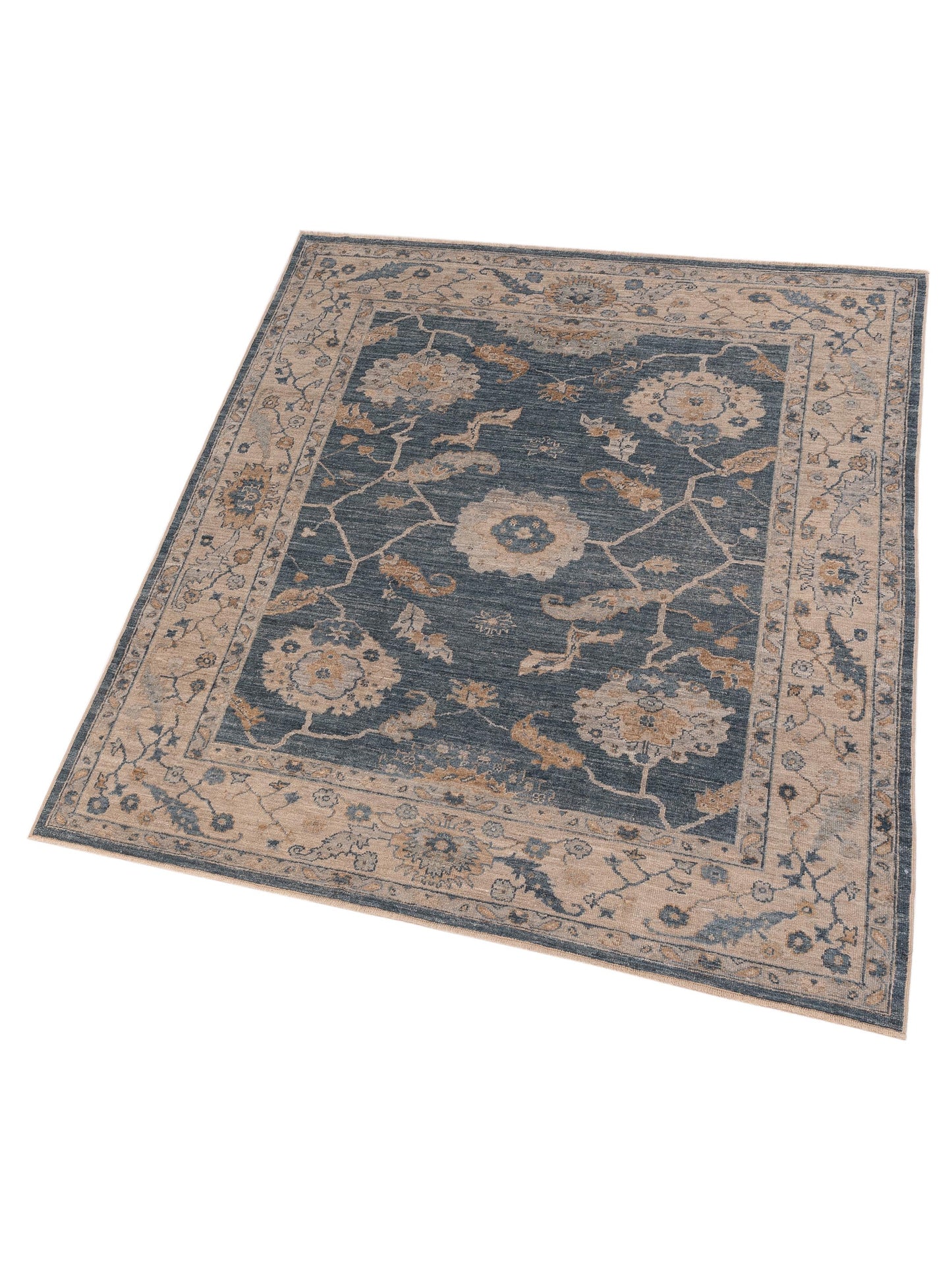 Angora Oushak 150106 Dark Blue Silver 8.3x9.5 Hand Knotted Rug