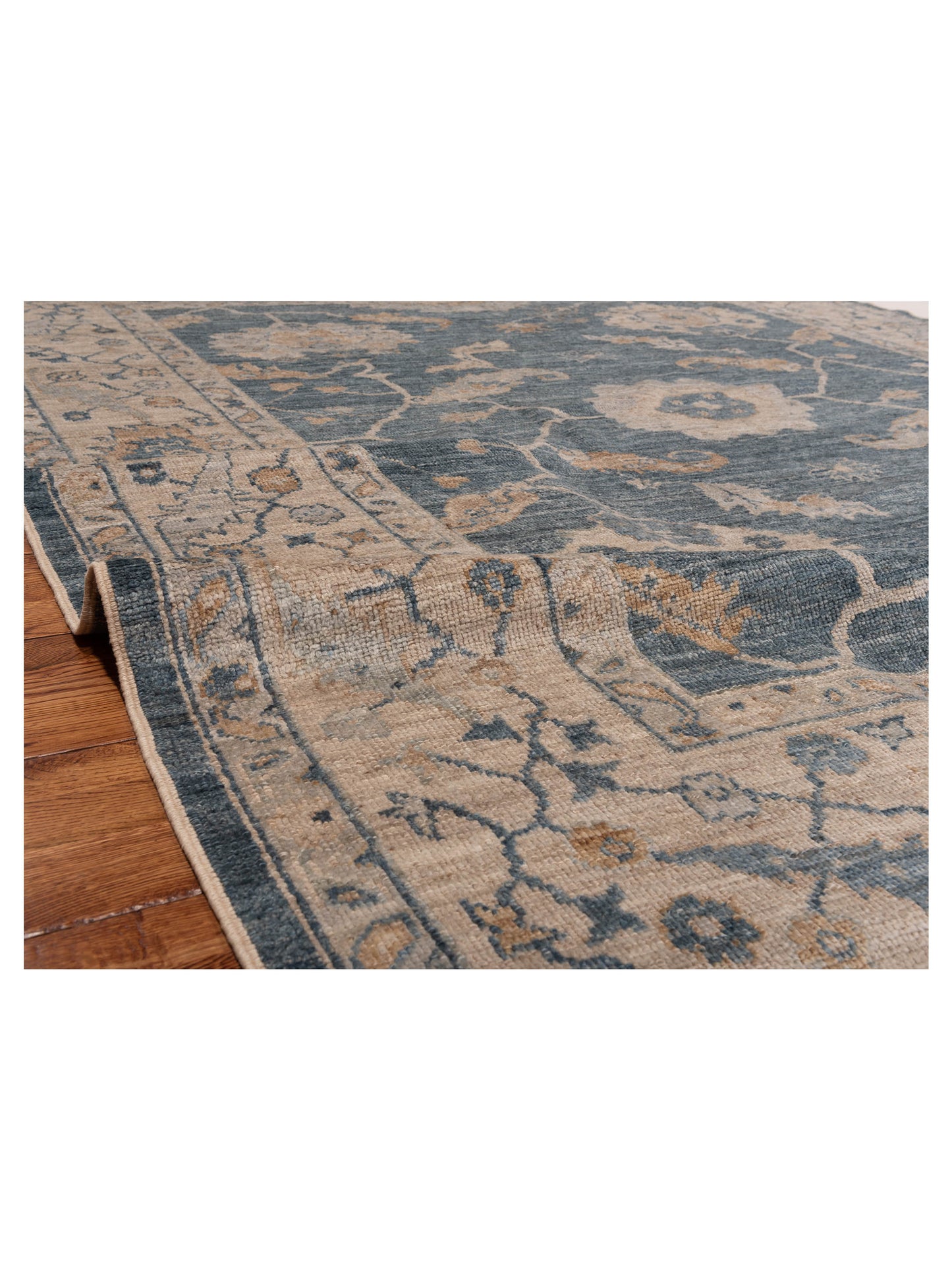 Angora Oushak 150106 Dark Blue Silver 8.3x9.5 Hand Knotted Rug