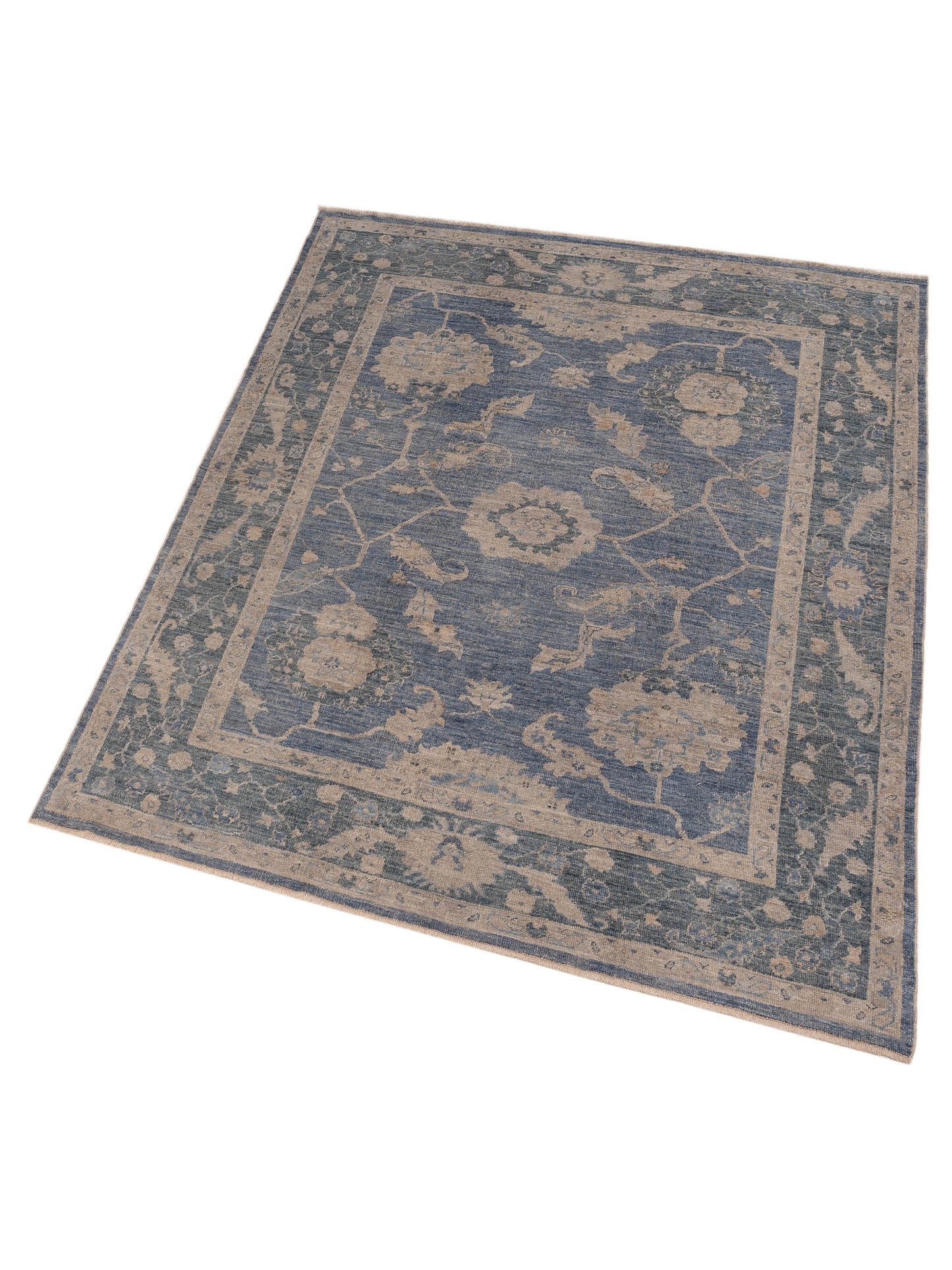 Angora Oushak 150119 Blue Dark Blue 8.2x9.5 Hand Knotted Rug
