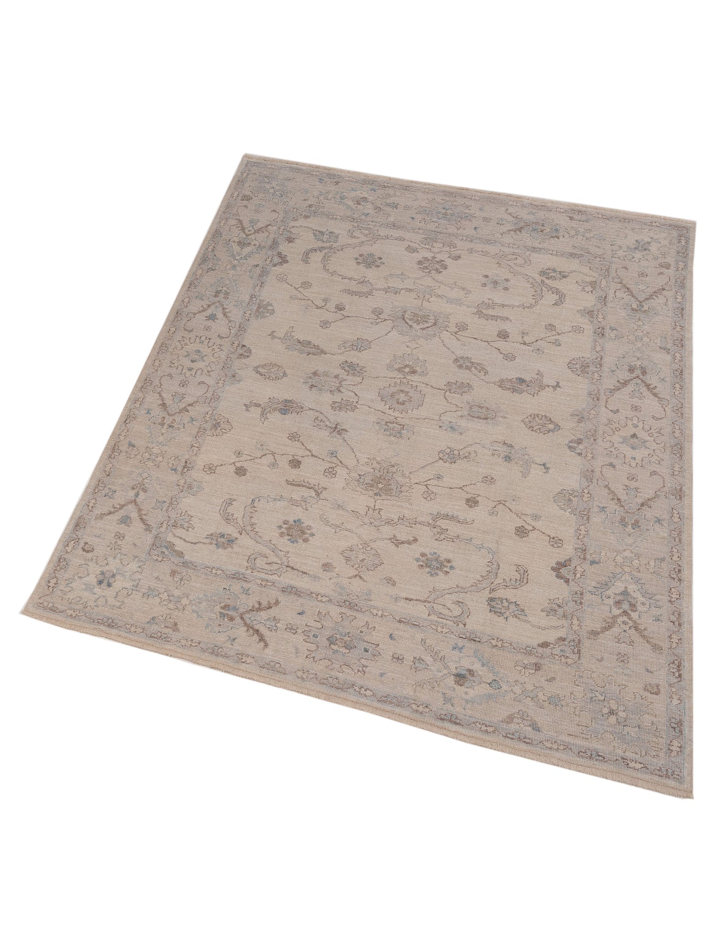 Angora Oushak 150155 Ivory Ivory 7.9x8.10 Hand Knotted Rug