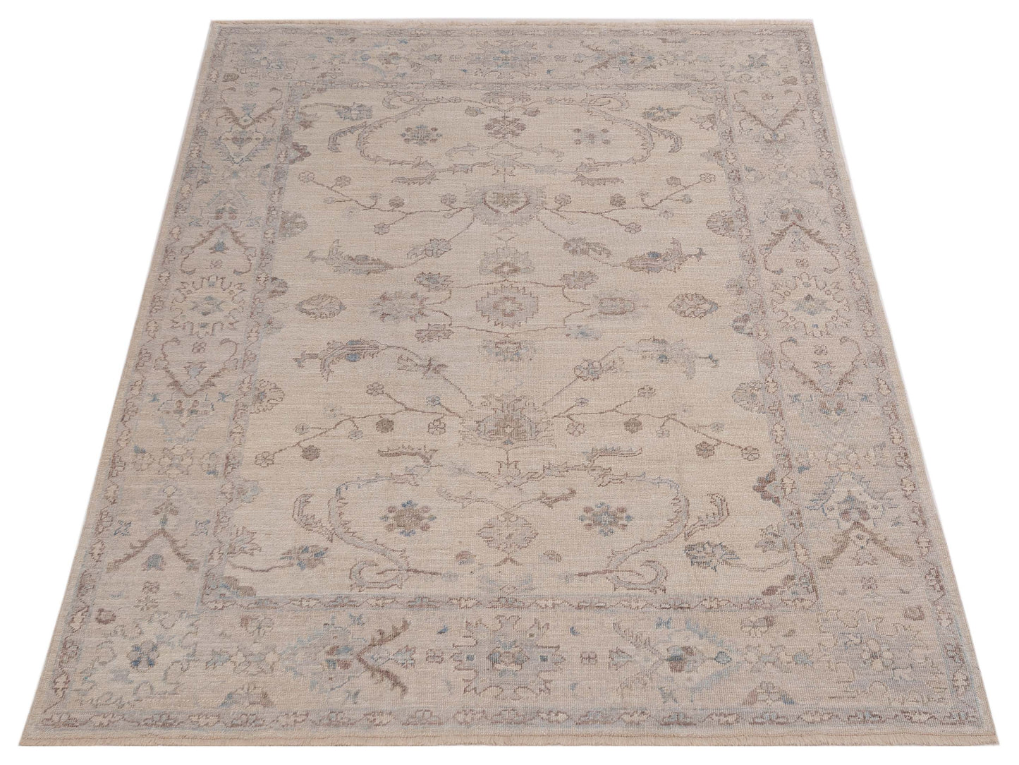 Angora Oushak 150155 Ivory Ivory 7.9x8.10 Hand Knotted Rug