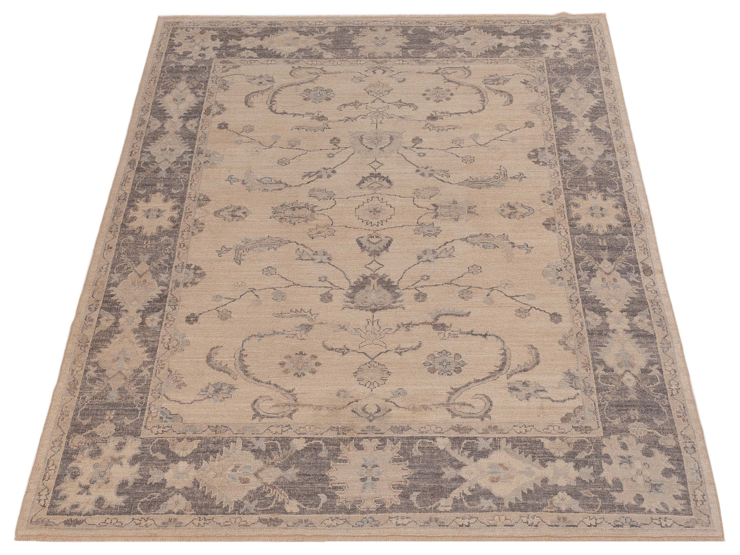 Angora Oushak 150157 Ivory Gray 8.1x10.2 Hand Knotted Rug