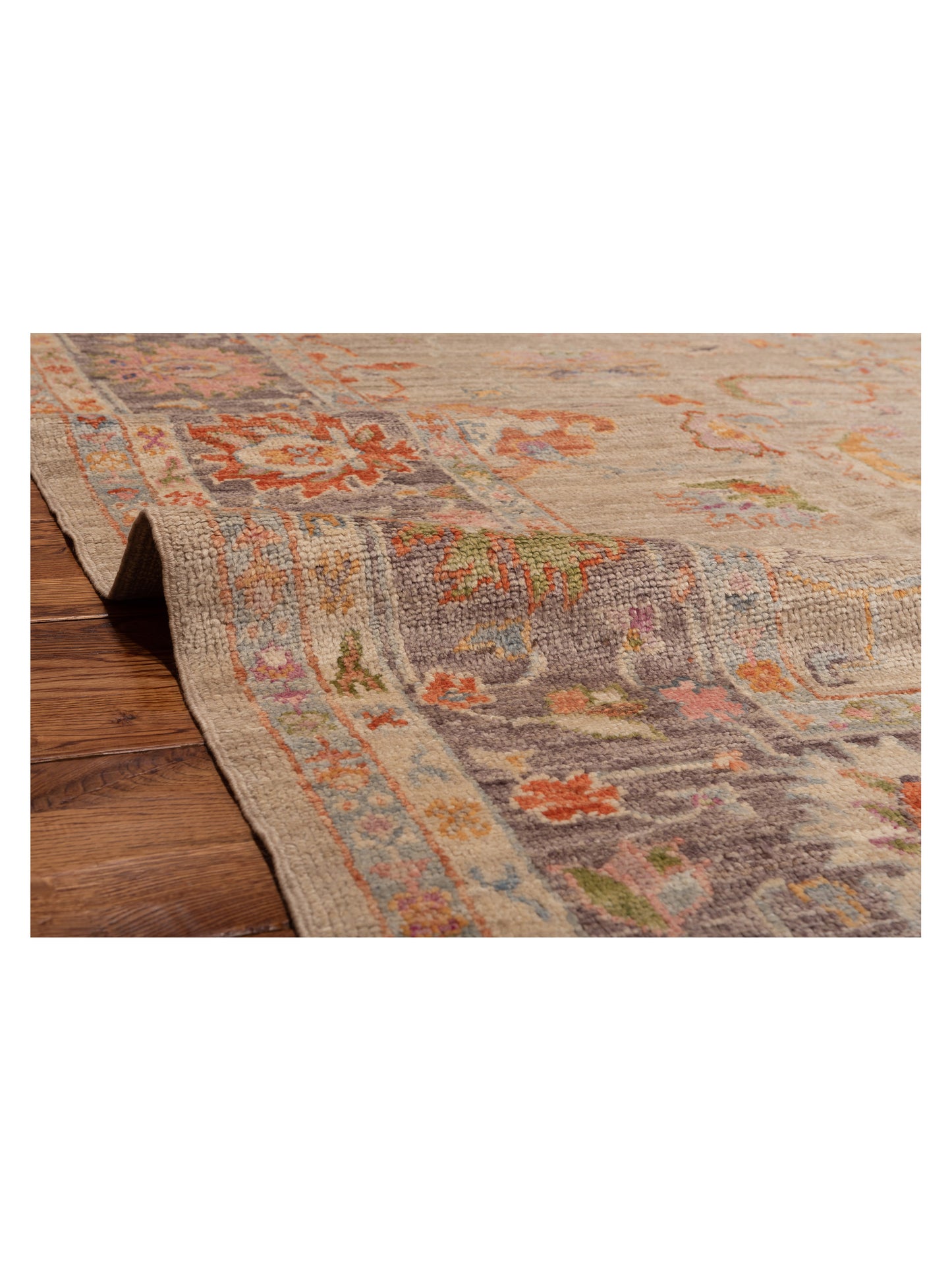 Angora Oushak 150170 Beige Purple 8.5x9.9 Hand Knotted Rug