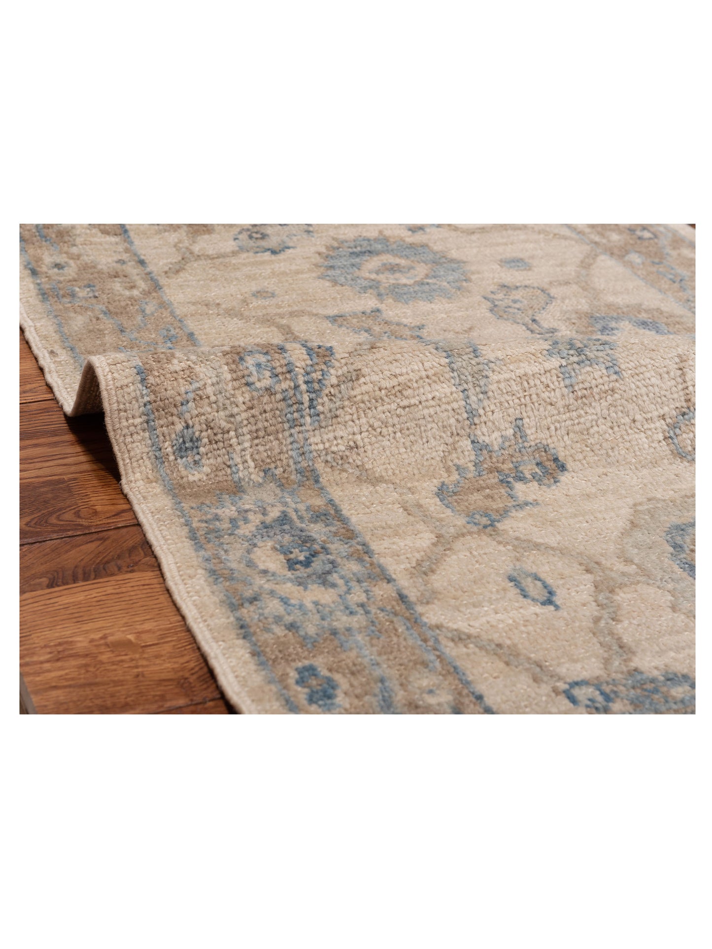 Angora Oushak 150211 Ivory Brown 2.7x13.5 Hand Knotted Rug