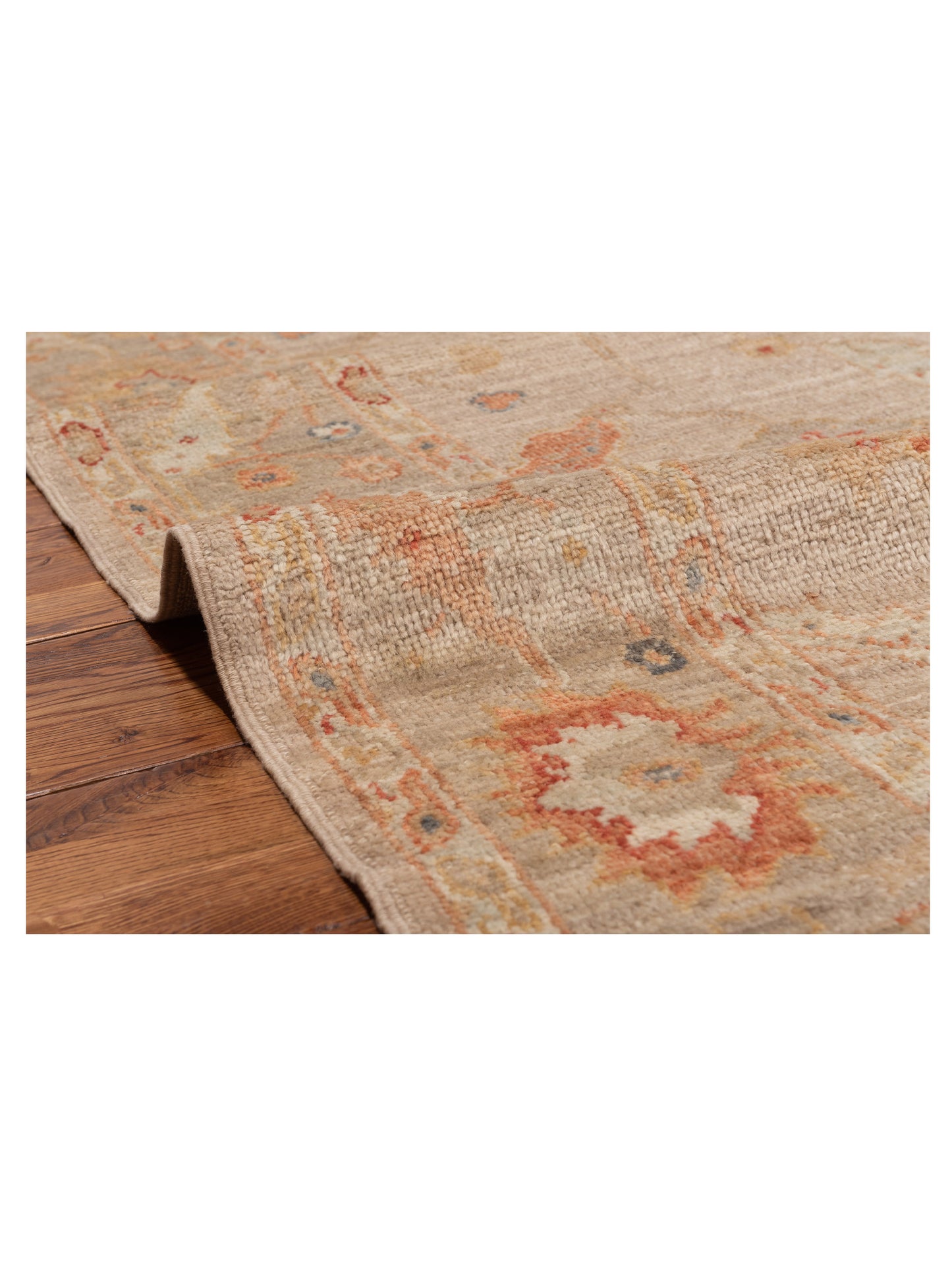 Angora Oushak 150232 Cream Brown 6x9 Hand Knotted Rug