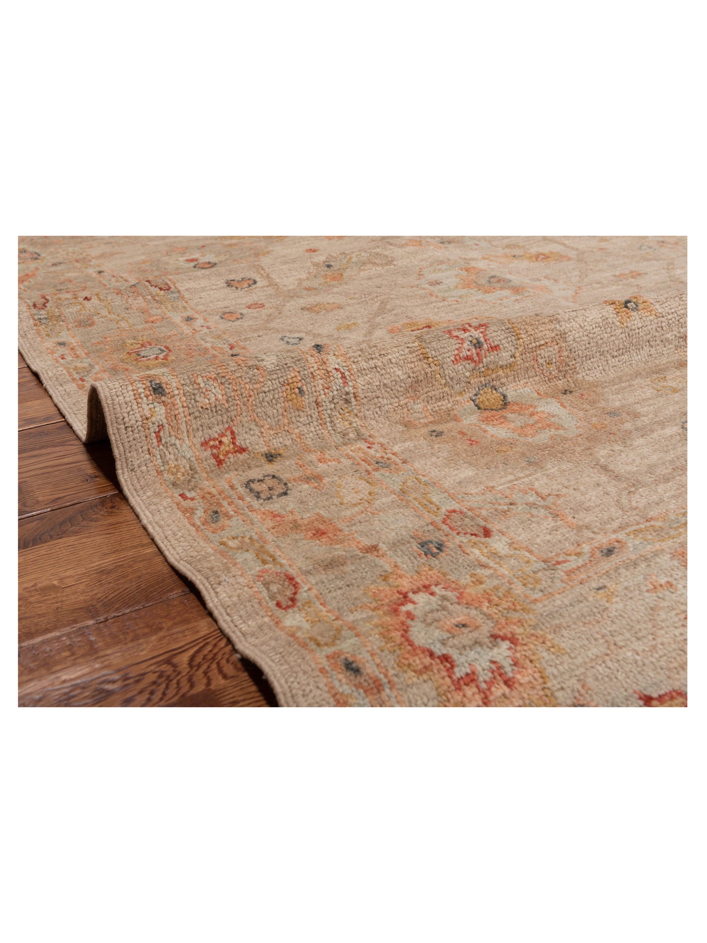 Angora Oushak 150293 Beige Brown 4.10x6.8 Hand Knotted Rug