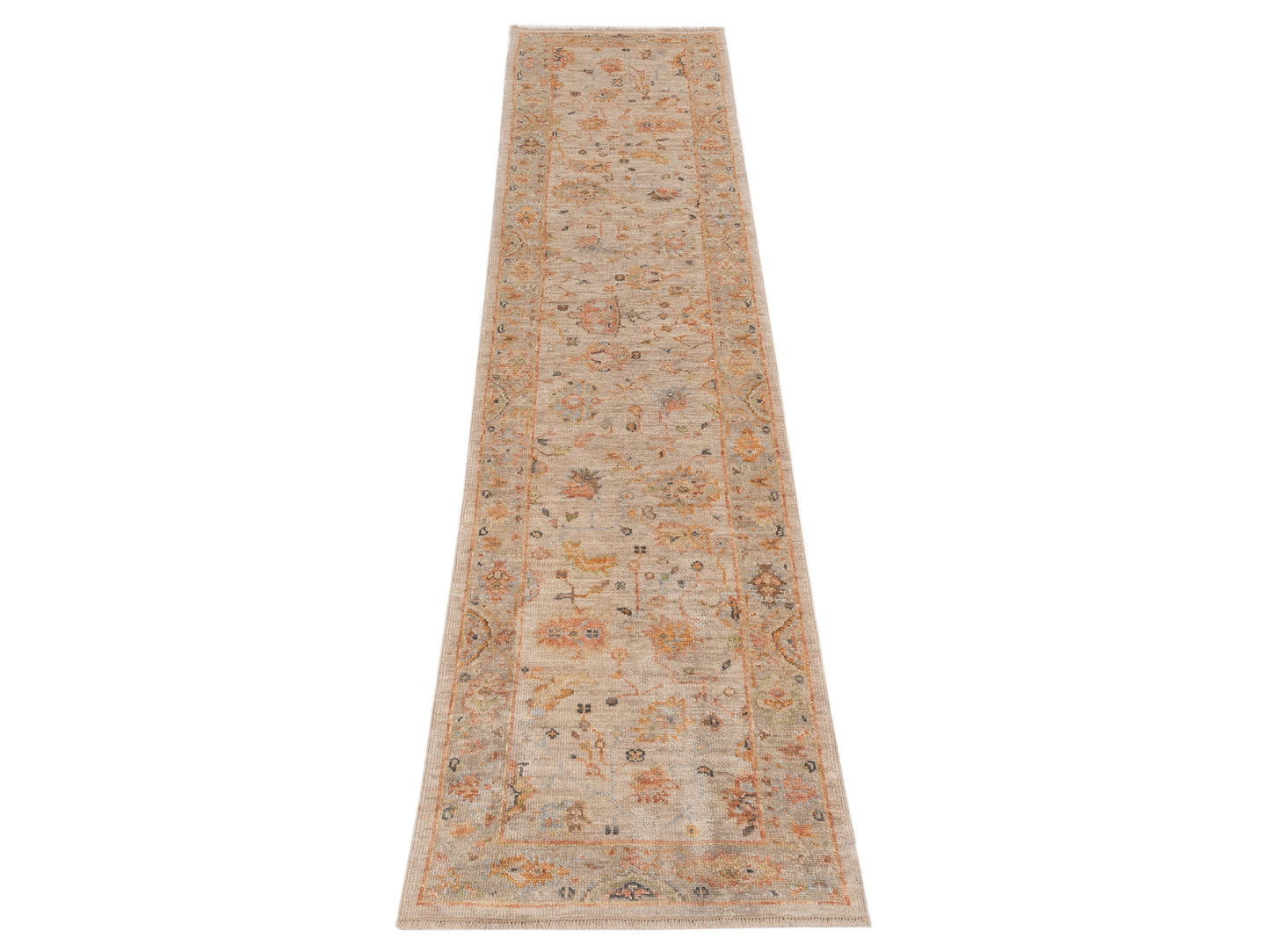 Angora Oushak 150307 Beige Brown 2.7x11.11 Hand Knotted Rug