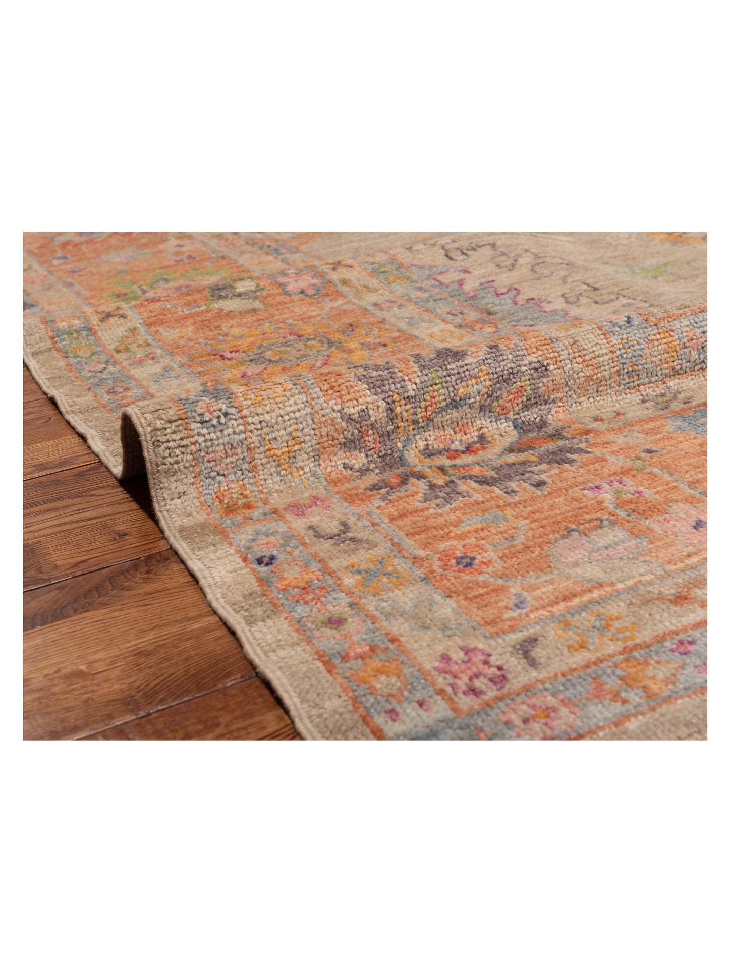 Angora Oushak 150312 Beige Orange 10.1x13.9 Hand Knotted Rug