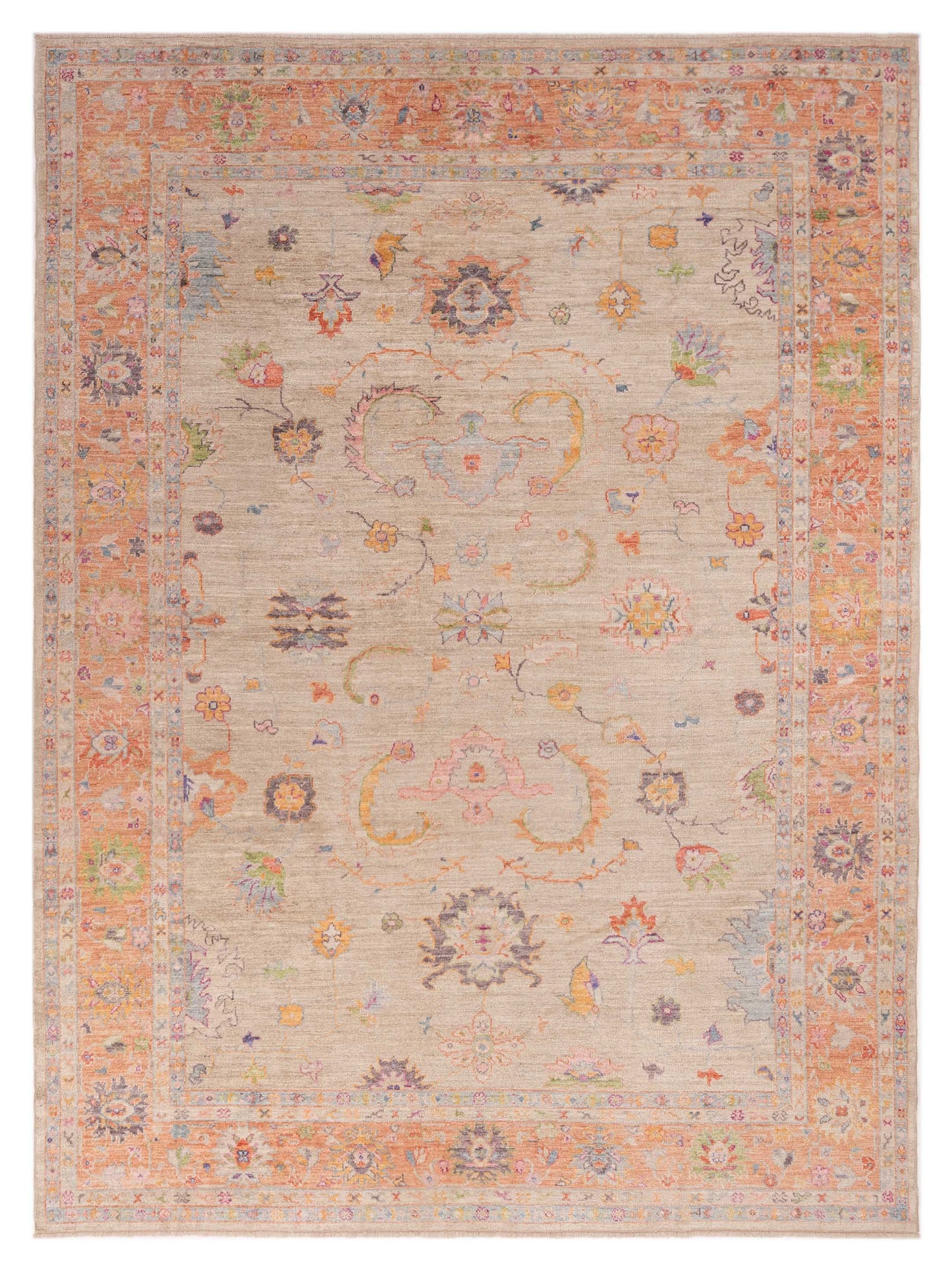 Anadol Angora Oushak Beige Orange Traditional