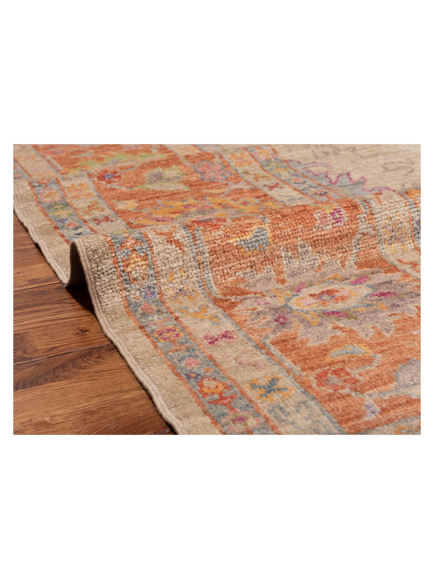 Angora Oushak 150337 Beige Orange 10.1x13.10 Hand Knotted Rug