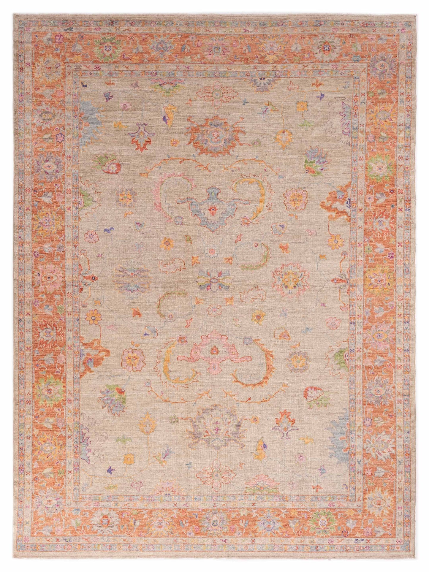 Anadol Angora Oushak Beige Orange Traditional