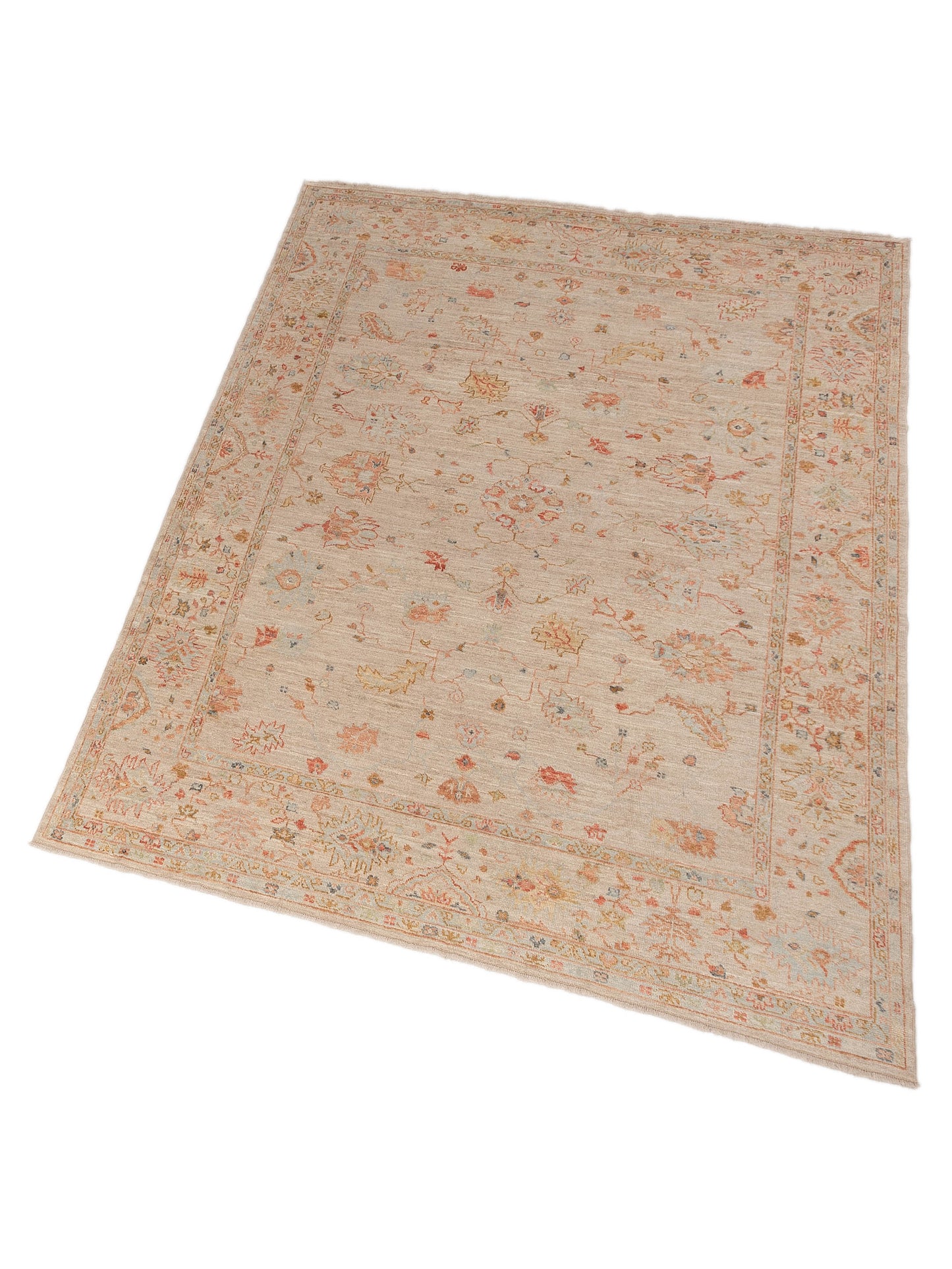 Angora Oushak 150350 Beige Beige 9.4x11.11 Hand Knotted Rug