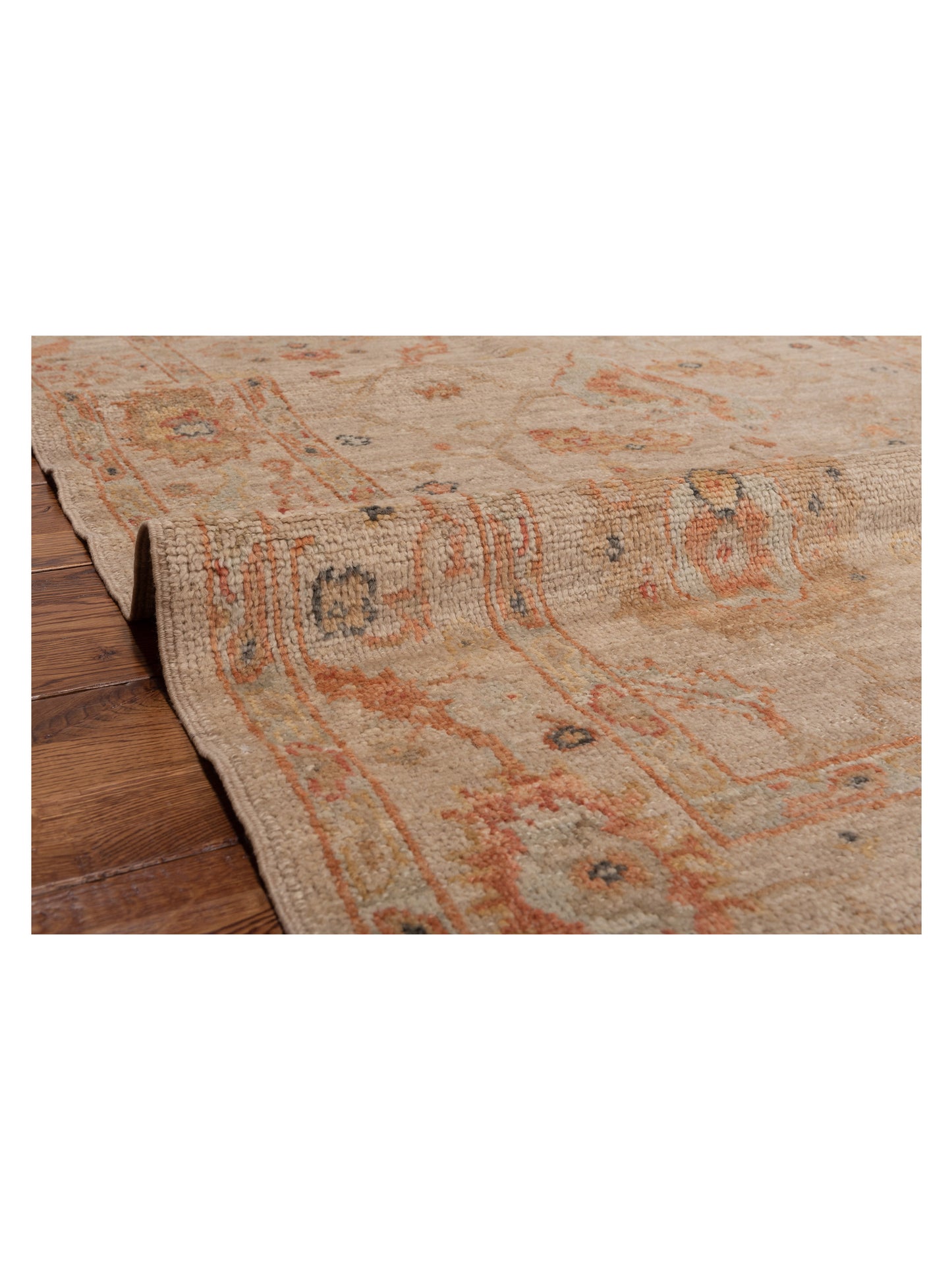 Angora Oushak 150366 Beige Beige 5x6.10 Hand Knotted Rug